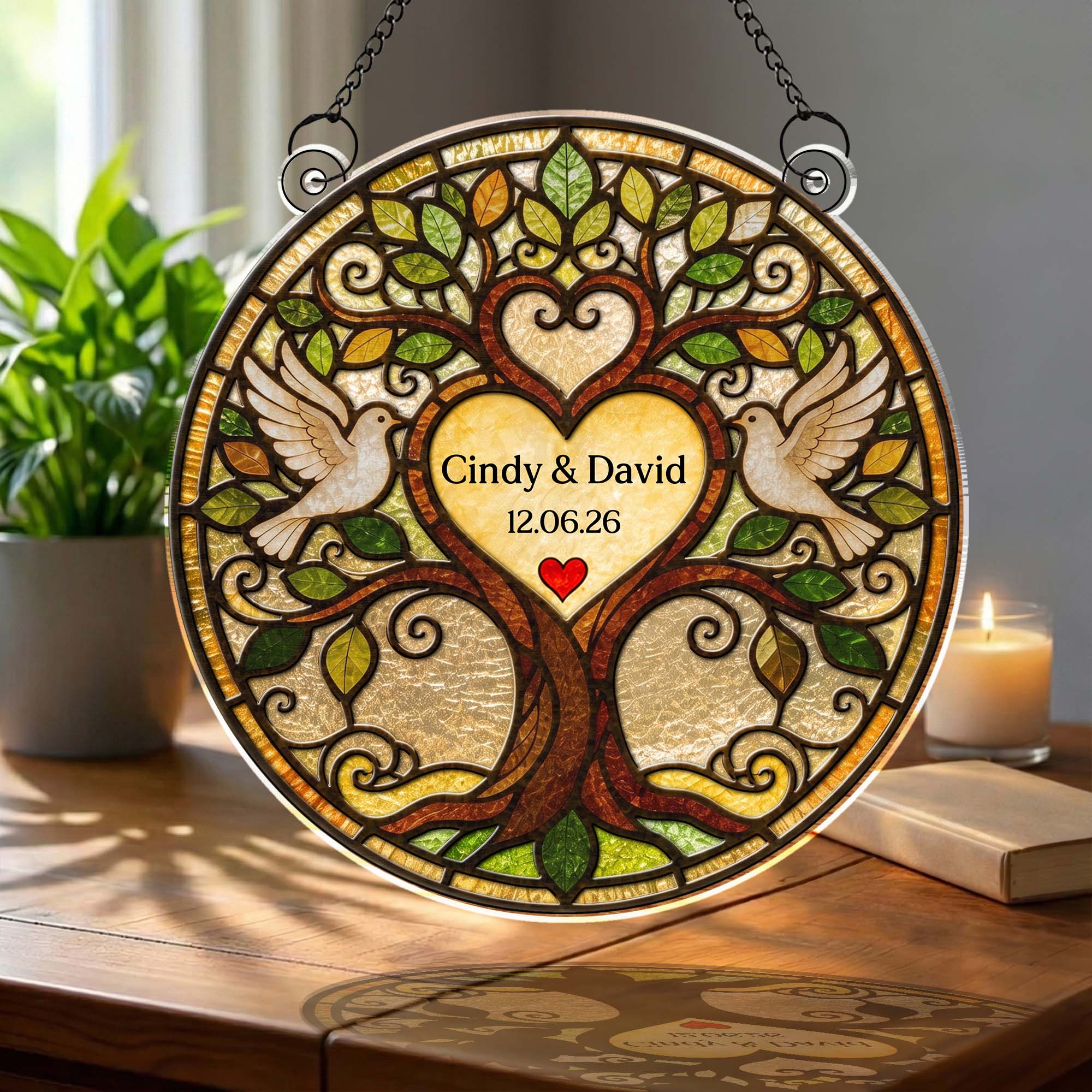 Personalized Tree of Life Suncatcher Custom Name Gift for Couple