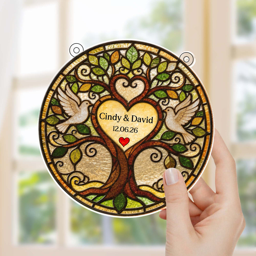 Personalized Tree of Life Suncatcher Custom Name Gift for Couple