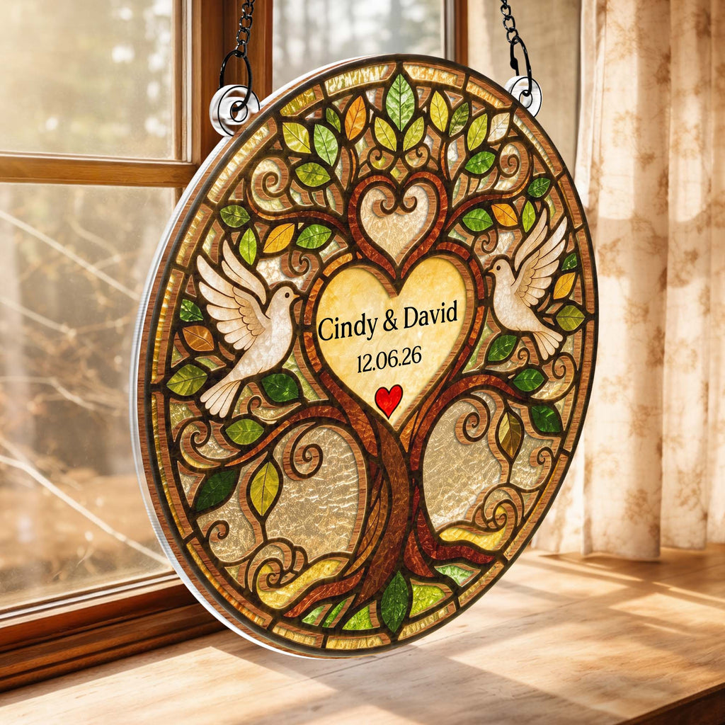 Personalized Tree of Life Suncatcher Custom Name Gift for Couple