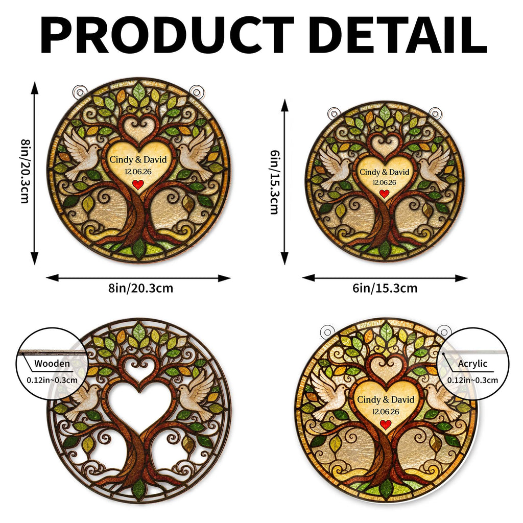 Personalized Tree of Life Suncatcher Custom Name Gift for Couple
