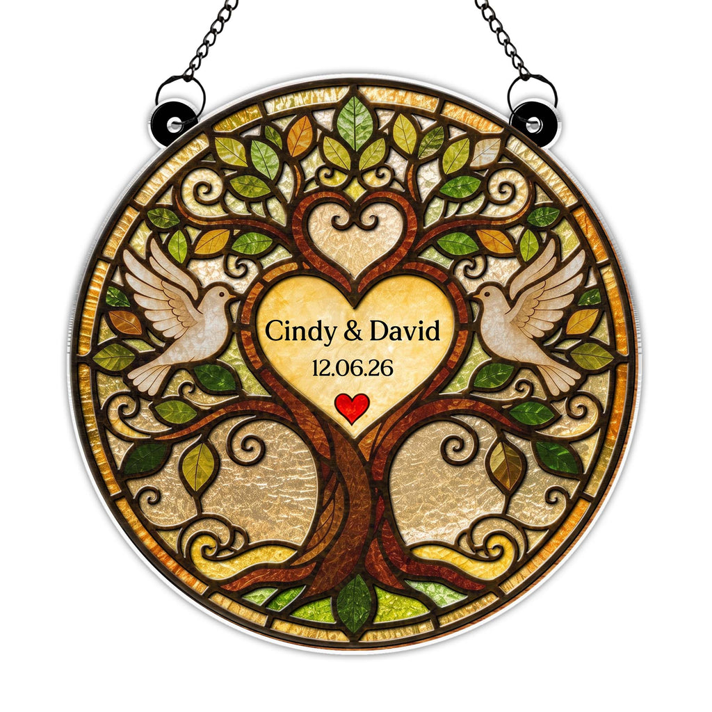 Personalized Tree of Life Suncatcher Custom Name Gift for Couple
