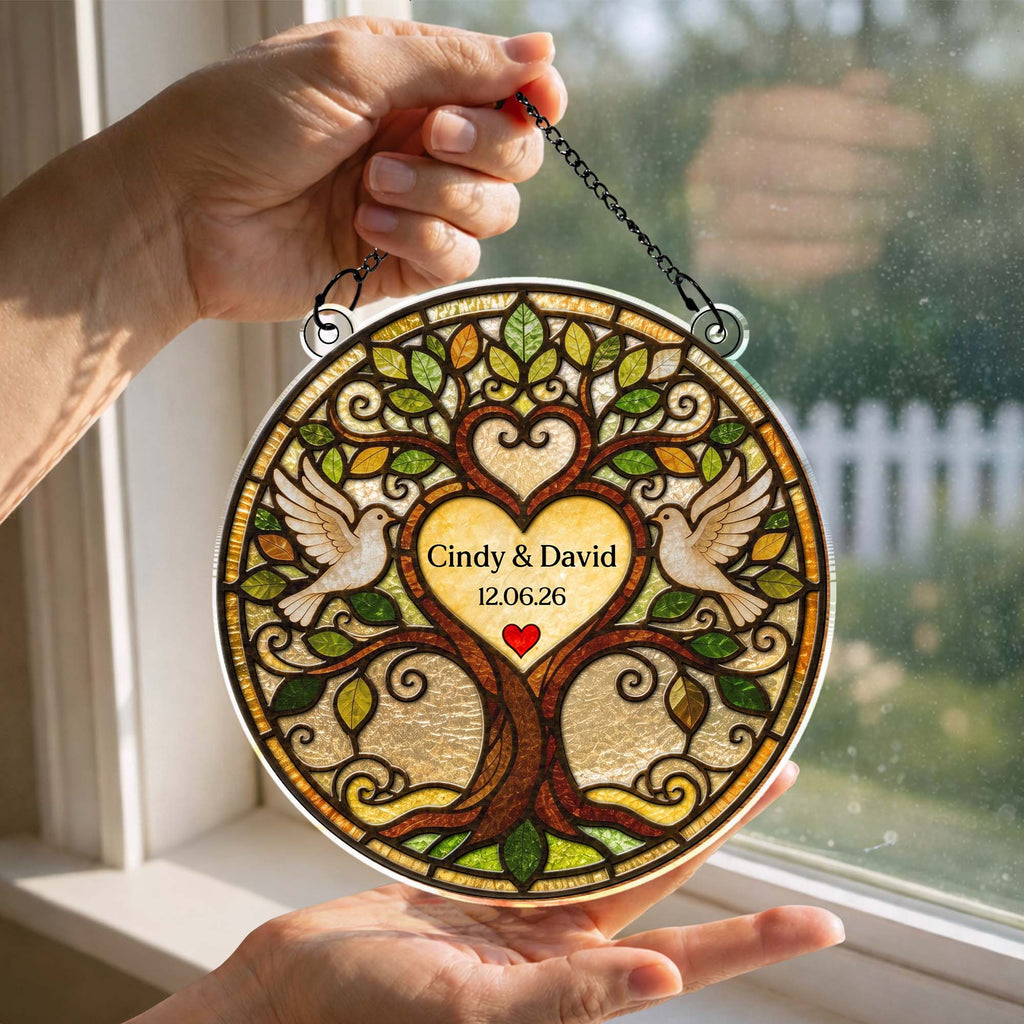 Personalized Tree of Life Suncatcher Custom Name Gift for Couple