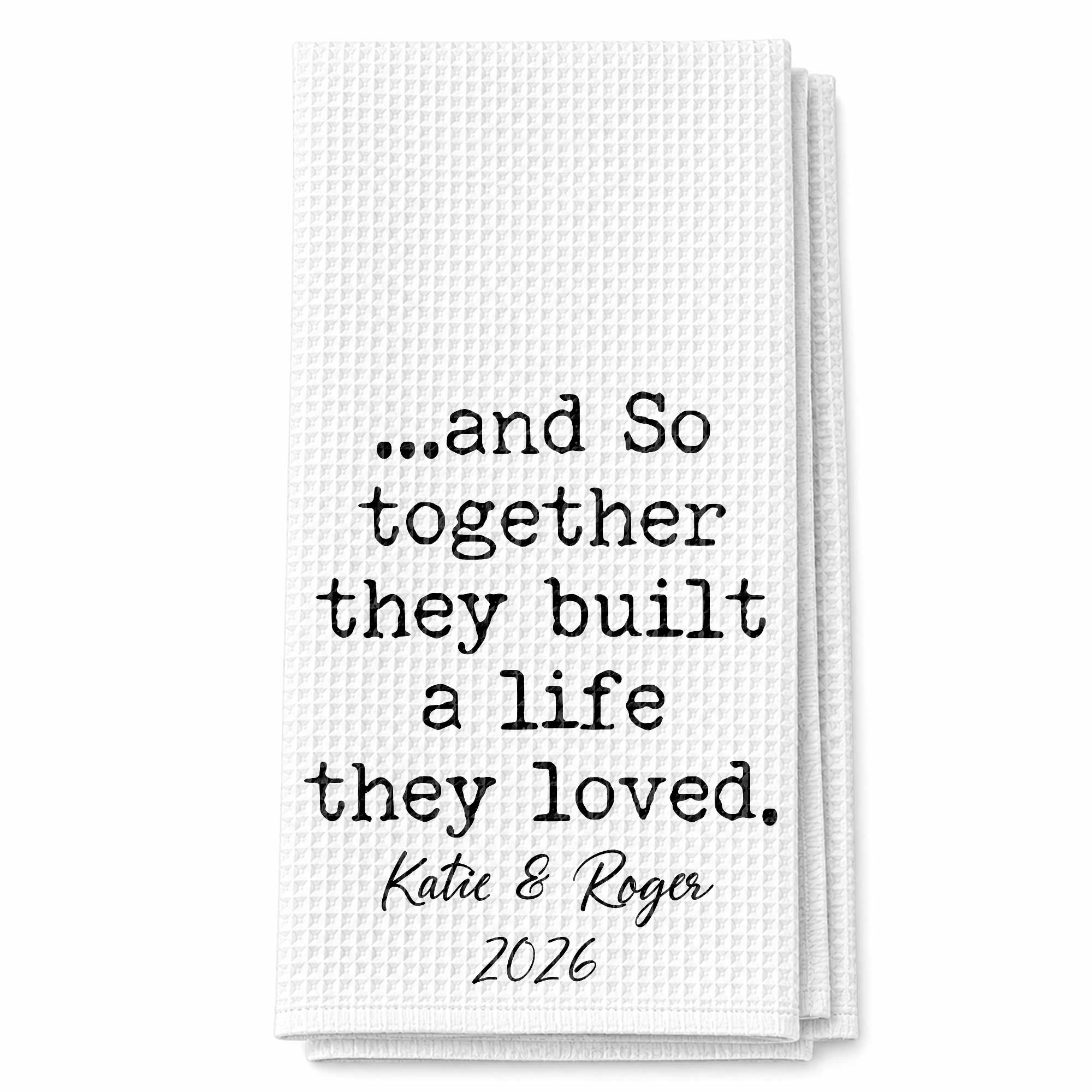 Personalized Kitchen Towel with Custom Names Couples Gift