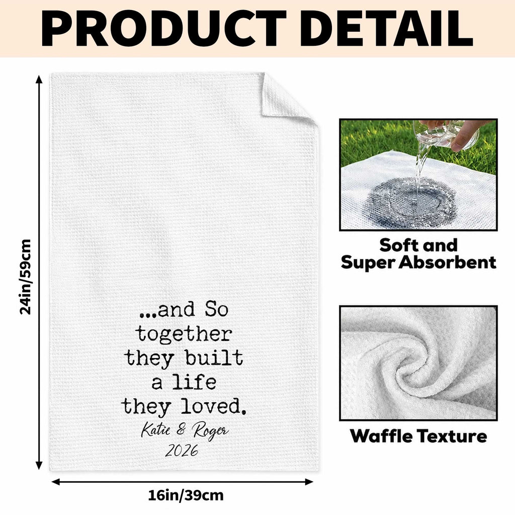 Personalized Kitchen Towel with Custom Names Couples Gift