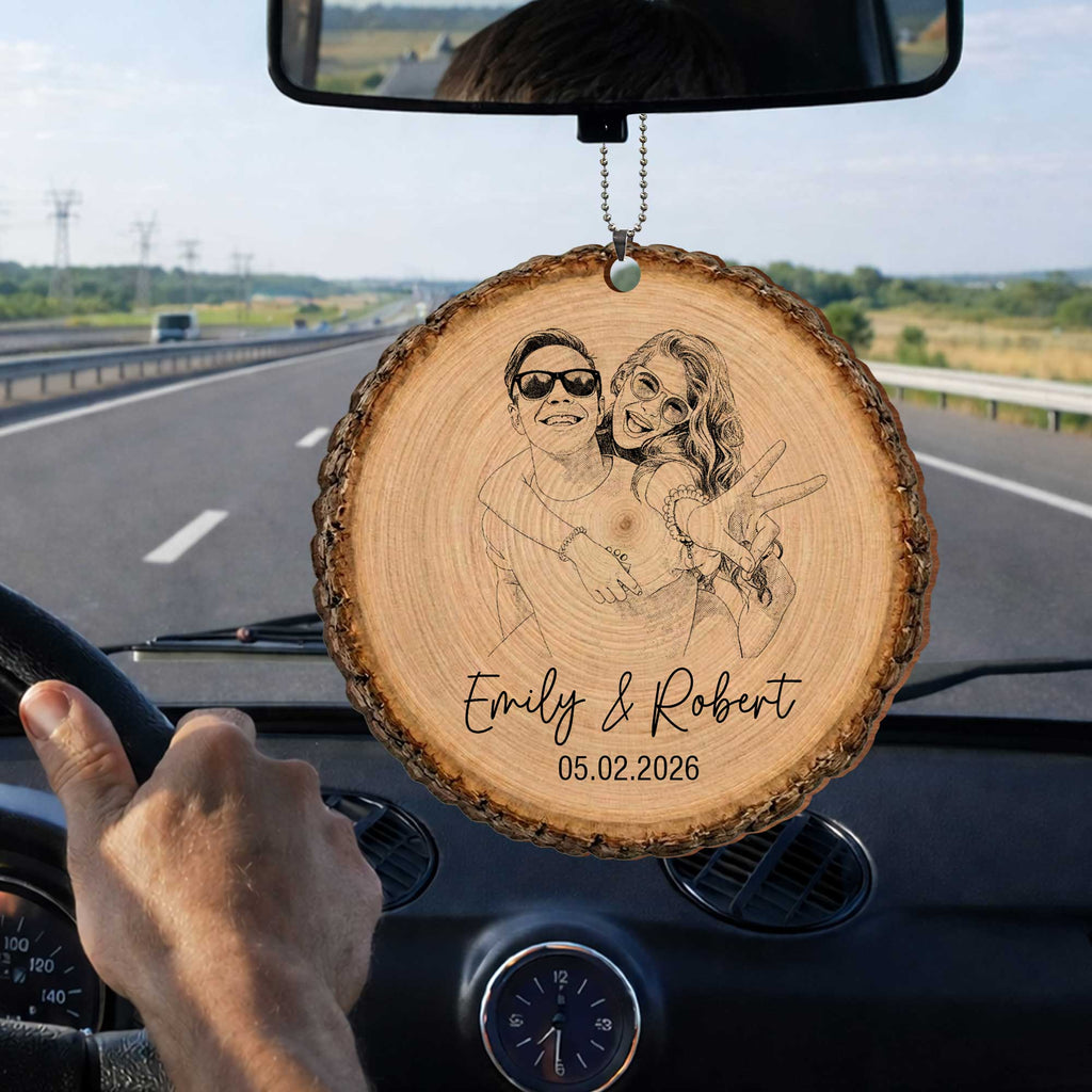 Personalized Photo Upload Wood Slice Ornament Custom Couple Gift