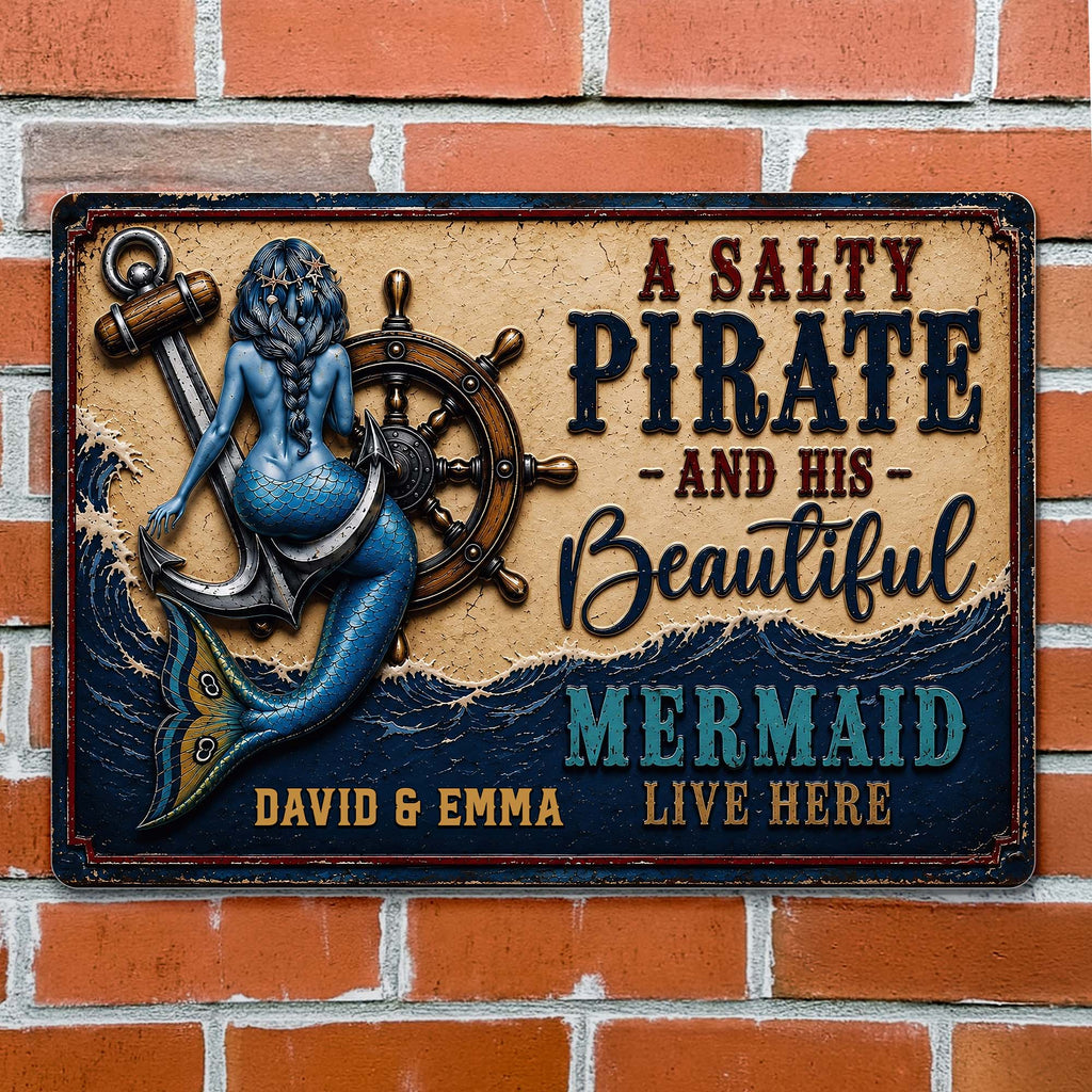 Personalized Nautical Metal Sign for Couples Beach House Decor