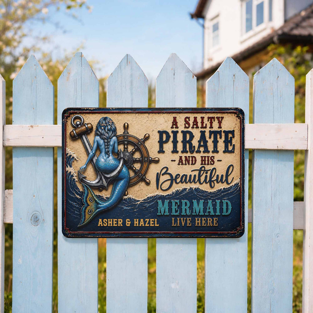 Personalized Nautical Metal Sign for Couples Beach House Decor