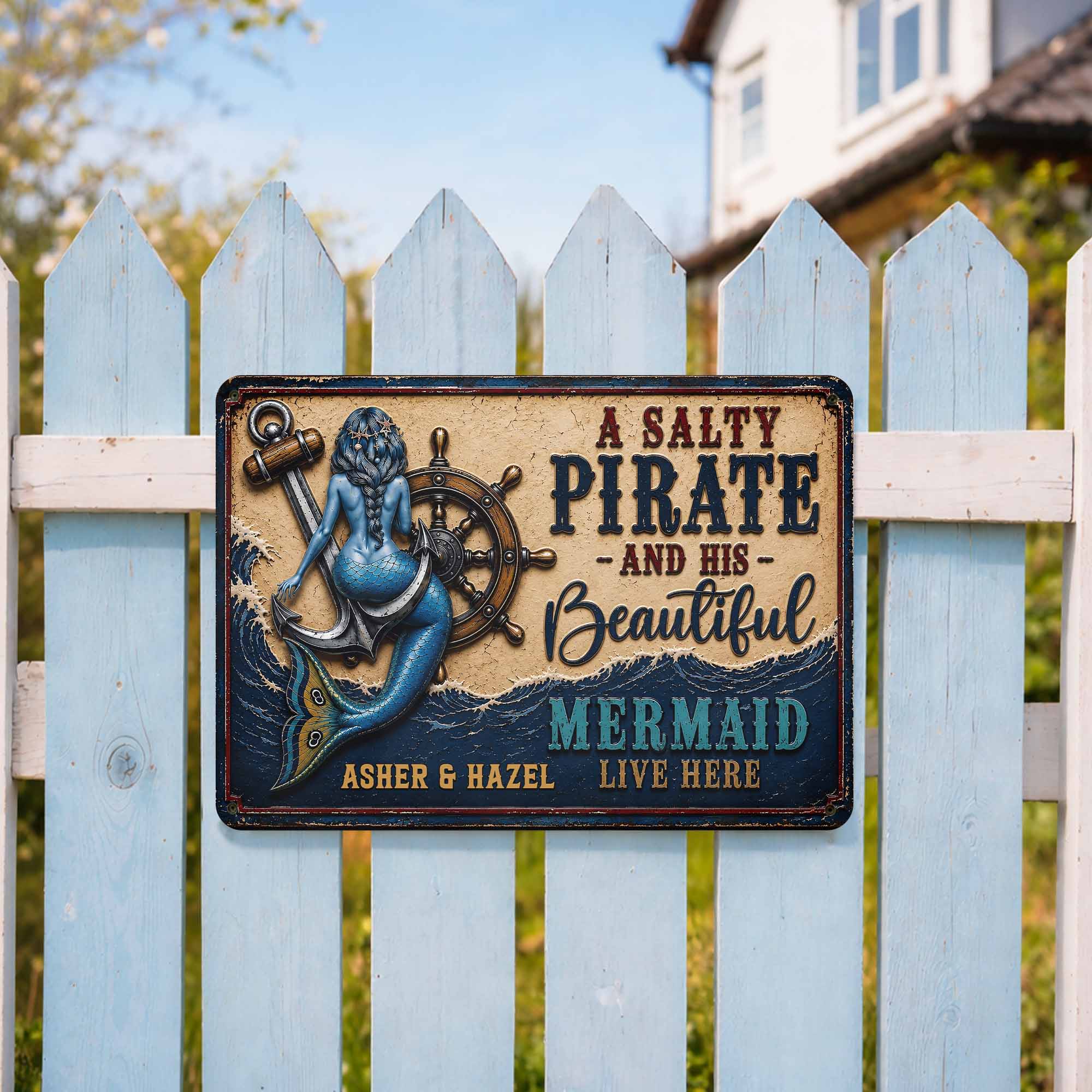 Personalized Nautical Metal Sign for Couples Beach House Decor