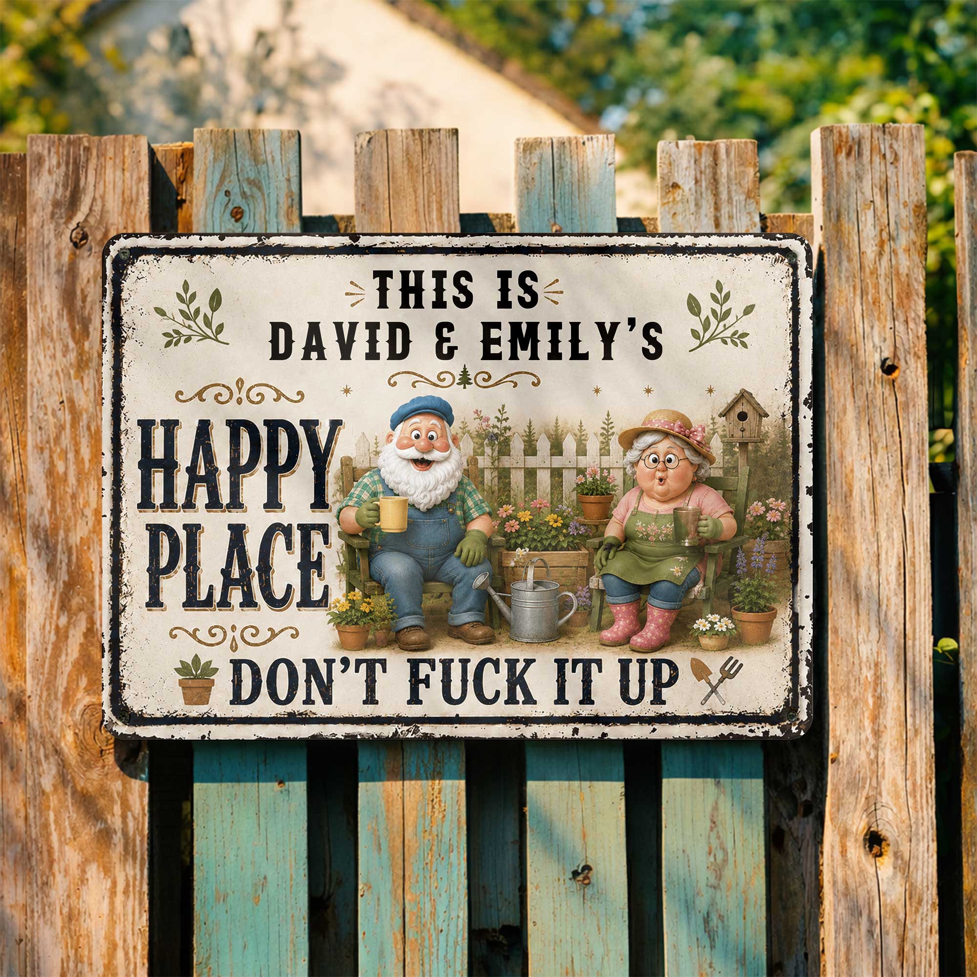 Personalized Metal Sign Custom Couple Gift for Garden Home