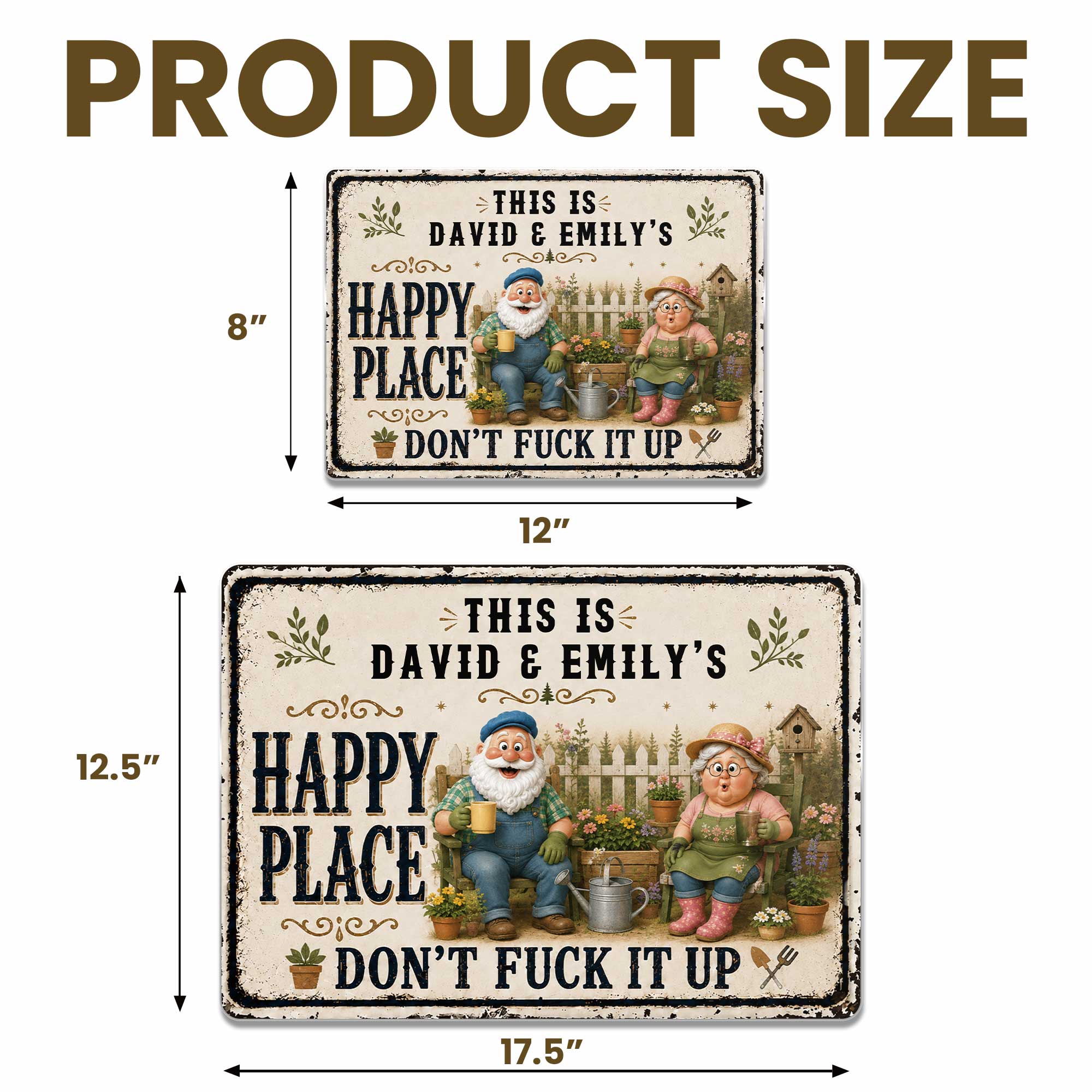 Personalized Metal Sign Custom Couple Gift for Garden Home