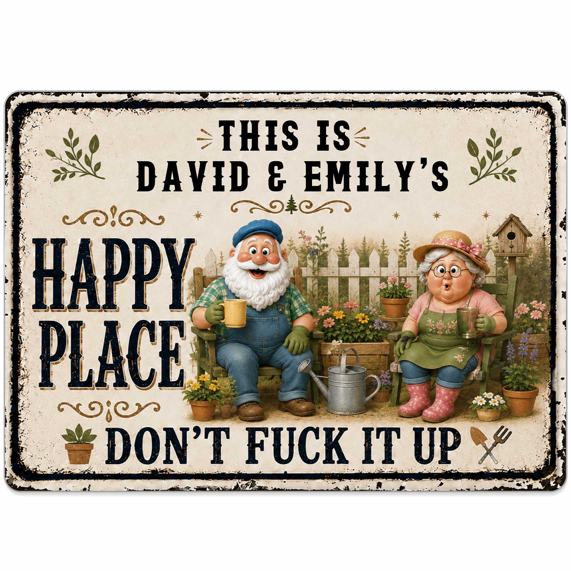 Personalized Metal Sign Custom Couple Gift for Garden Home