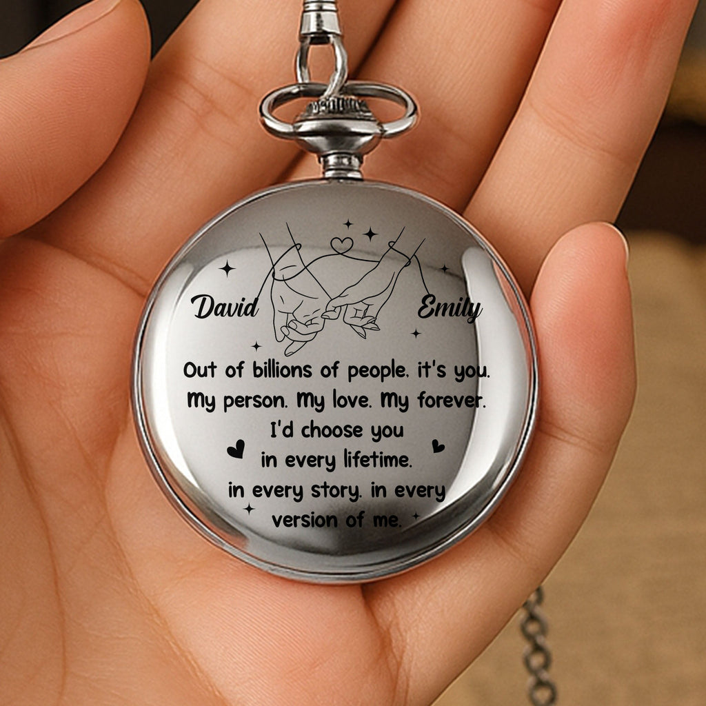Personalized Silver Plated Pocket Watch Unique Couple Gift