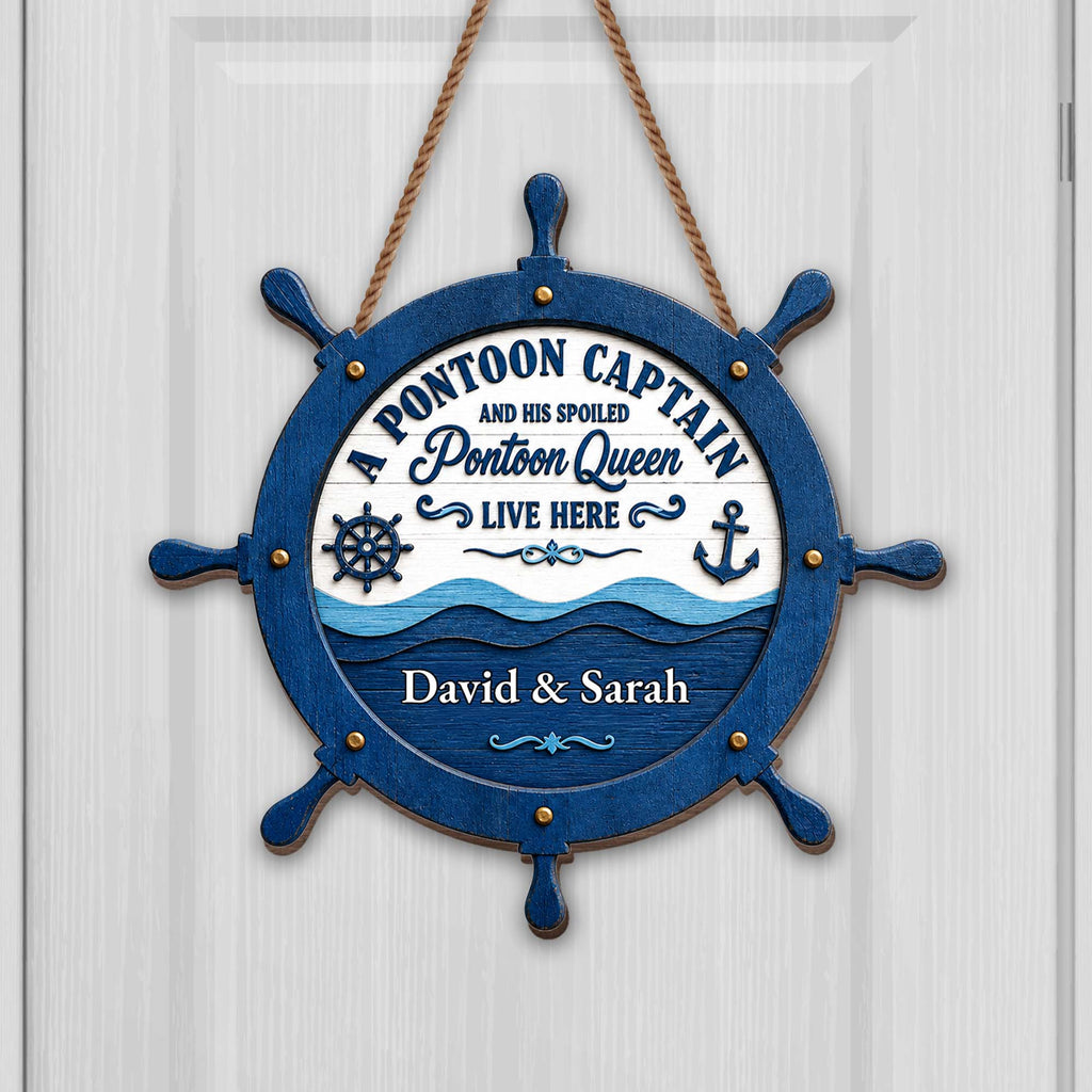 Personalized Nautical Wood Sign Custom Name for Couples Gift