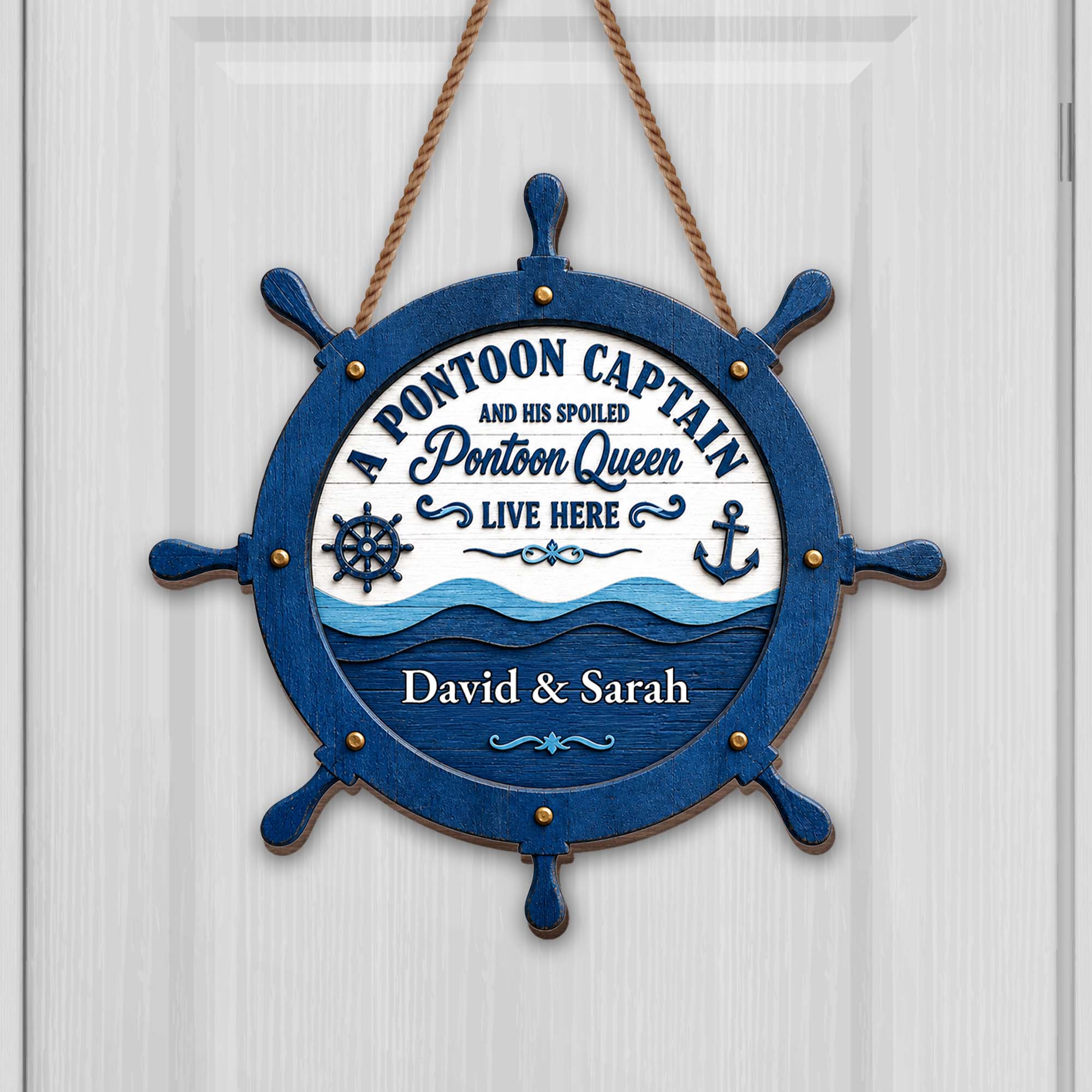 Personalized Nautical Wood Sign Custom Name for Couples Gift