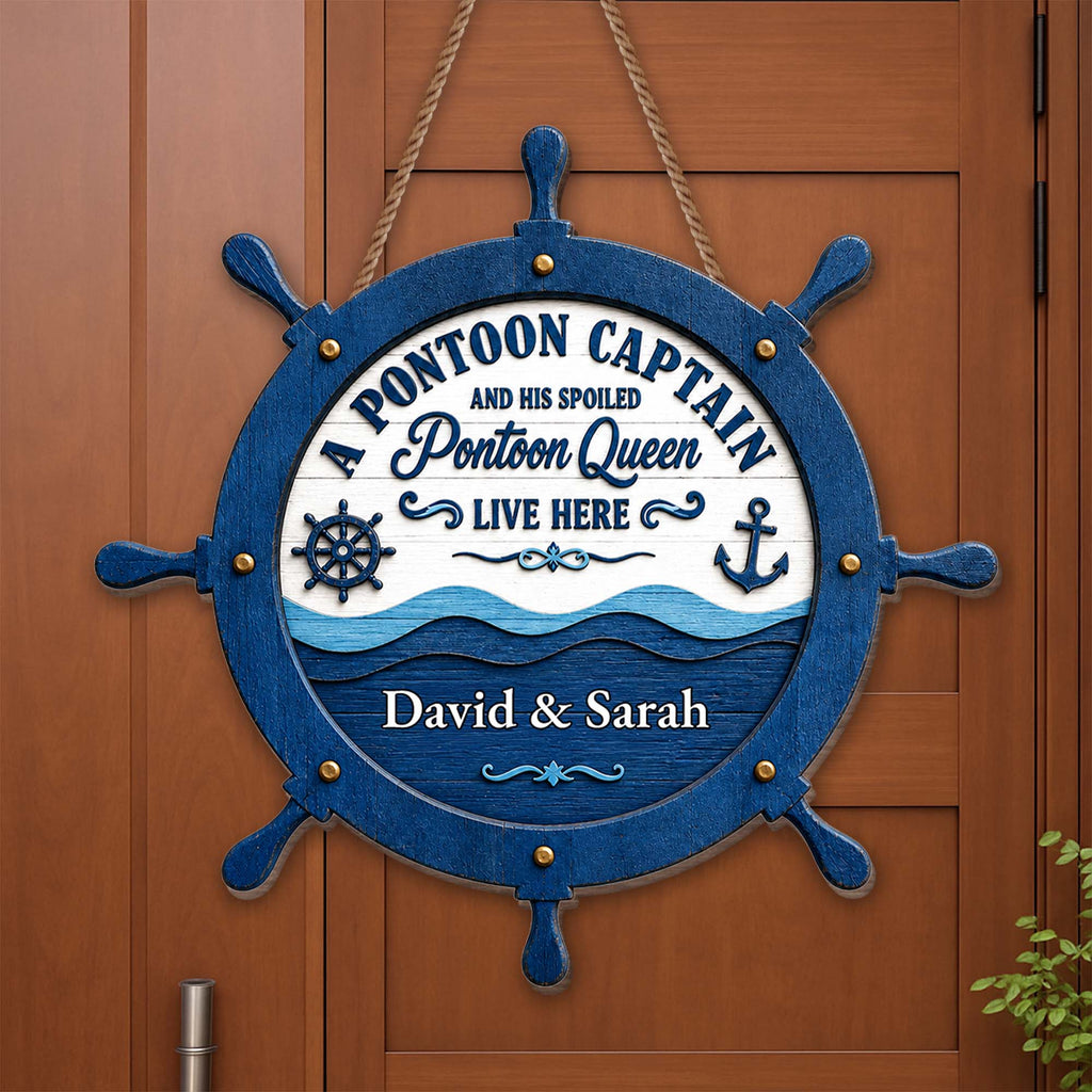 Personalized Nautical Wood Sign Custom Name for Couples Gift