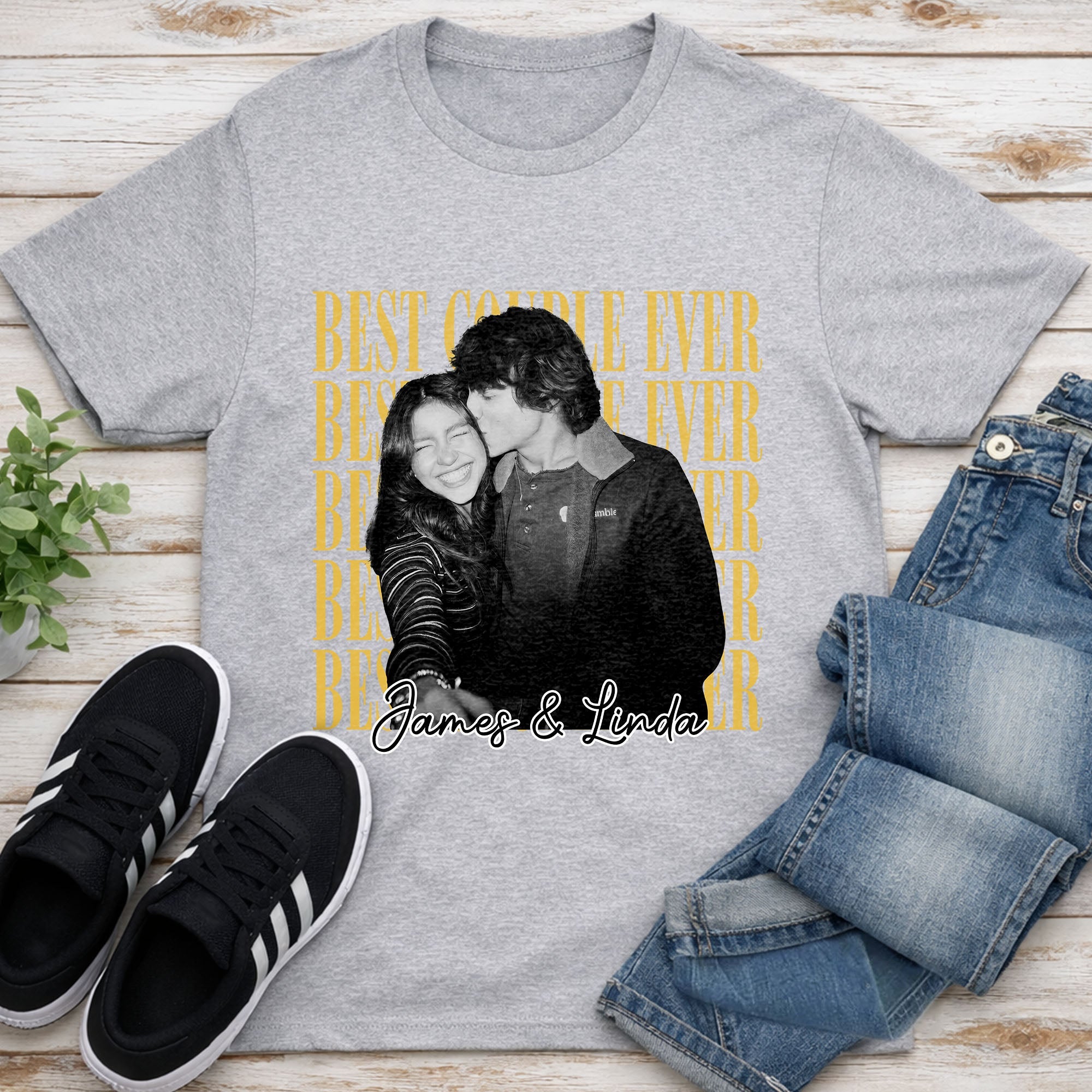 Personalized Couple Photo T-shirt & Hoodie Custom Name Gift Shirt GradoCreations