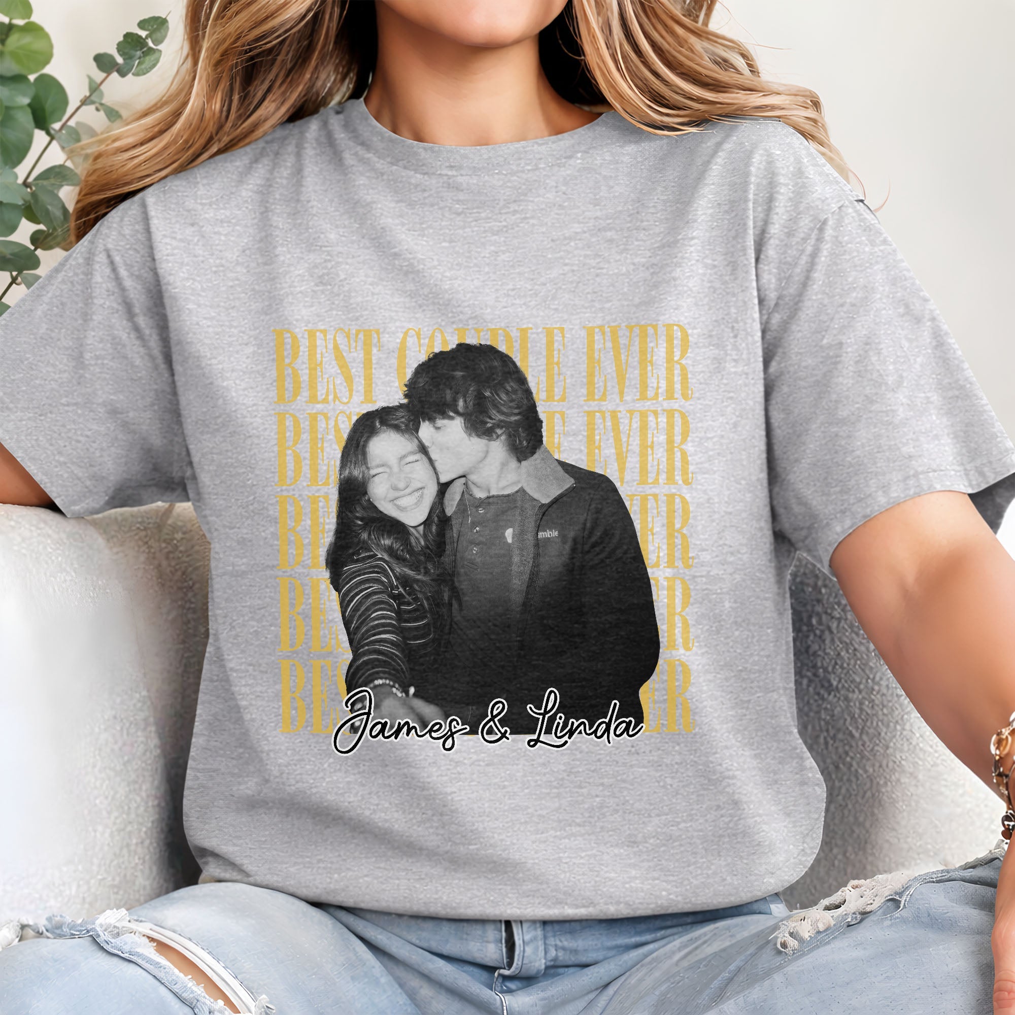 Personalized Couple Photo T-shirt & Hoodie Custom Name Gift Shirt GradoCreations