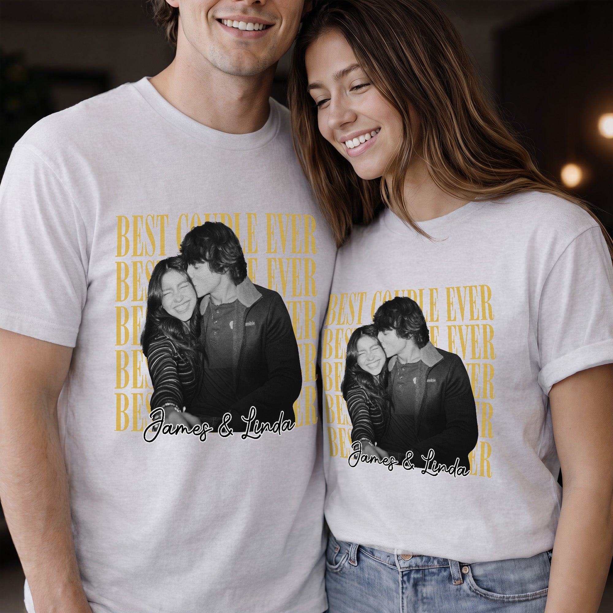 Personalized Couple Photo T-shirt & Hoodie Custom Name Gift Shirt GradoCreations