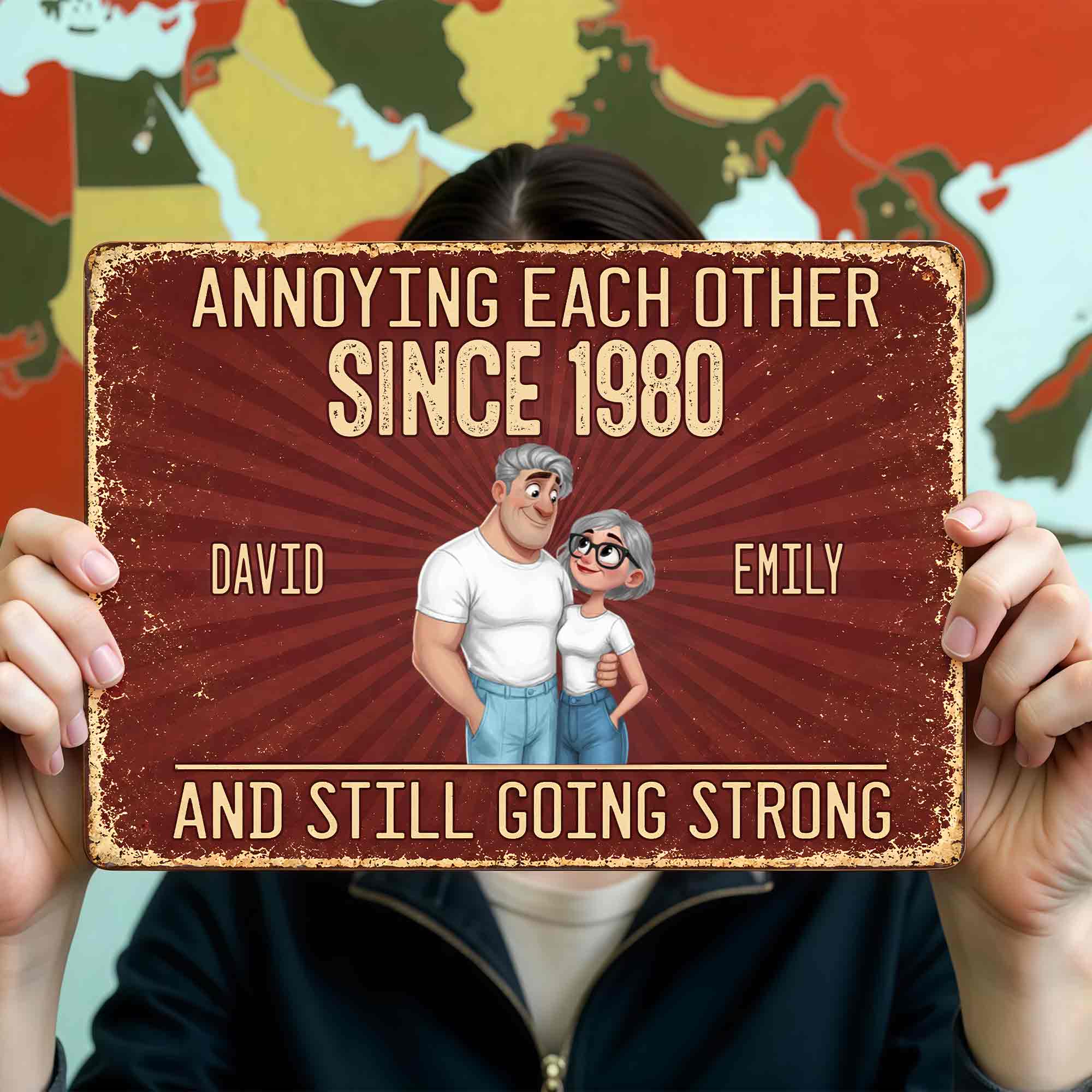 Personalized Metal Sign Custom Couple Art for Anniversary Gift