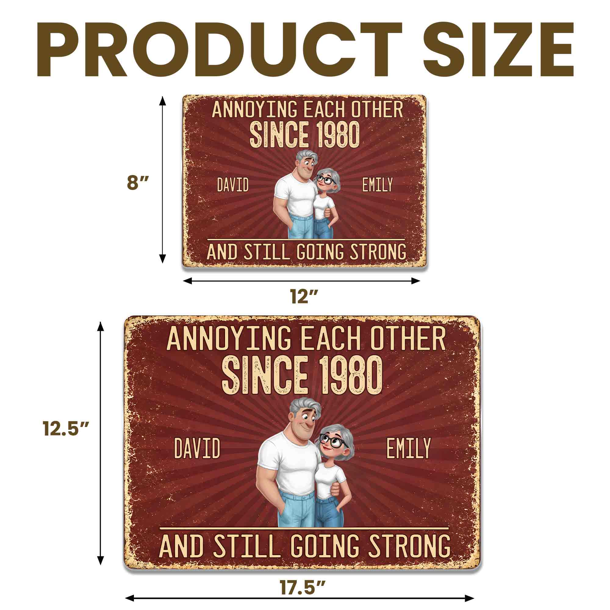 Personalized Metal Sign Custom Couple Art for Anniversary Gift