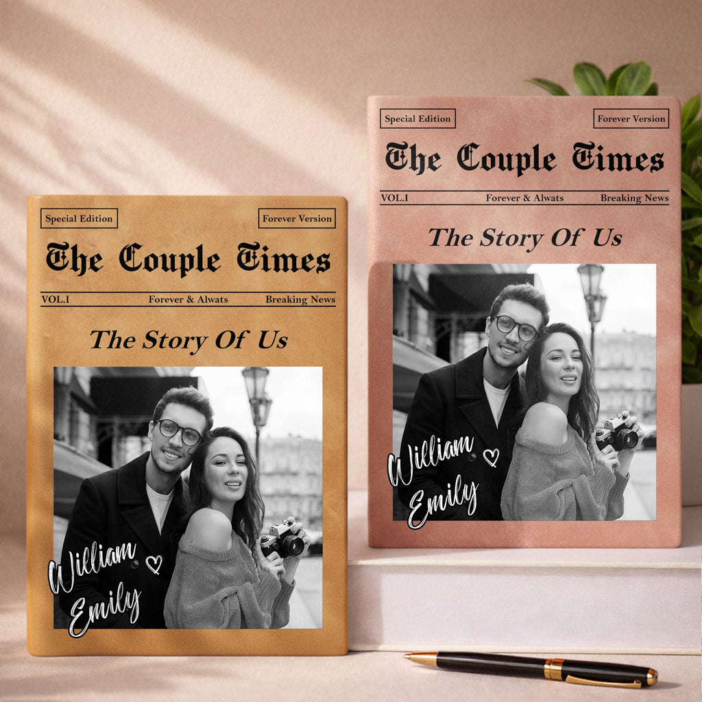 Personalized Leather Journal Custom Name Gift for Couples