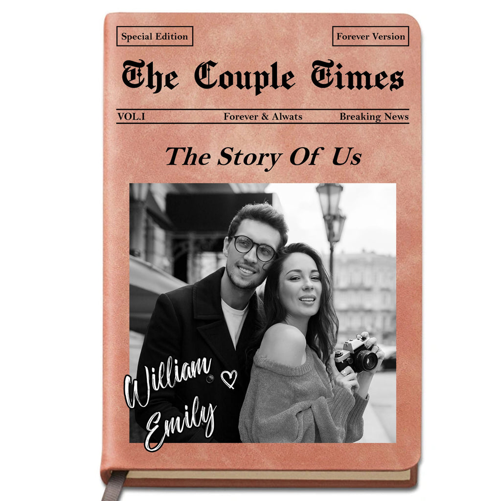 Personalized Leather Journal Custom Name Gift for Couples