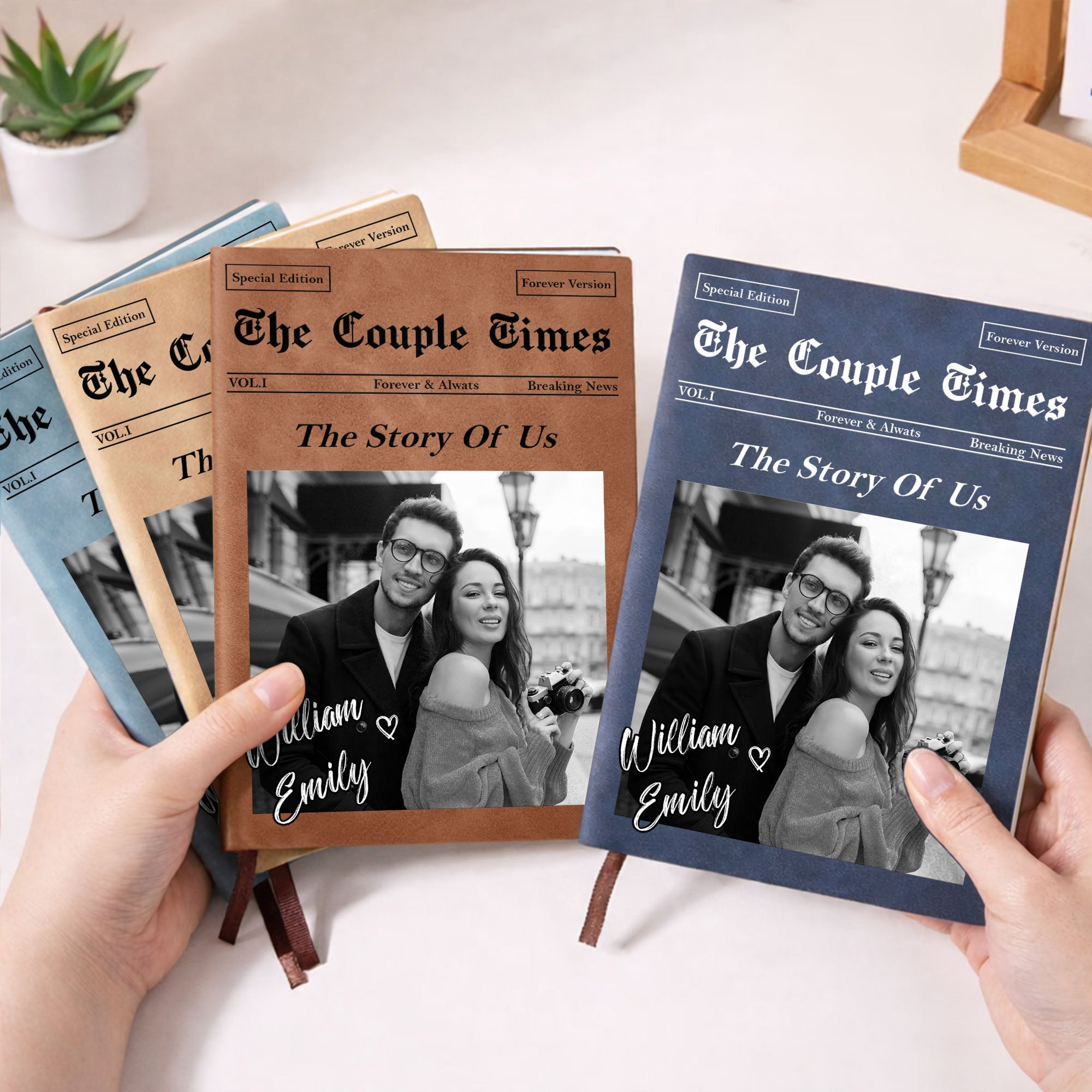 Personalized Leather Journal Custom Name Gift for Couples