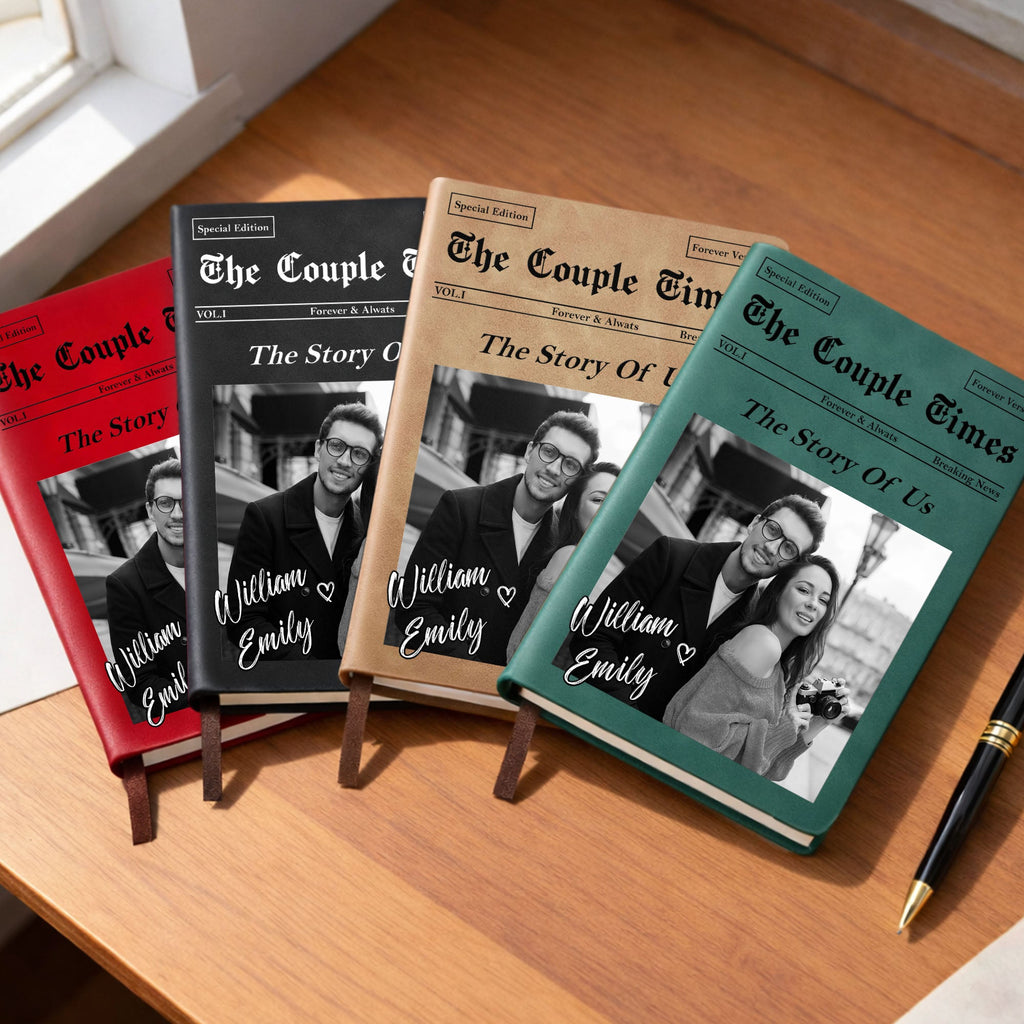 Personalized Leather Journal Custom Name Gift for Couples