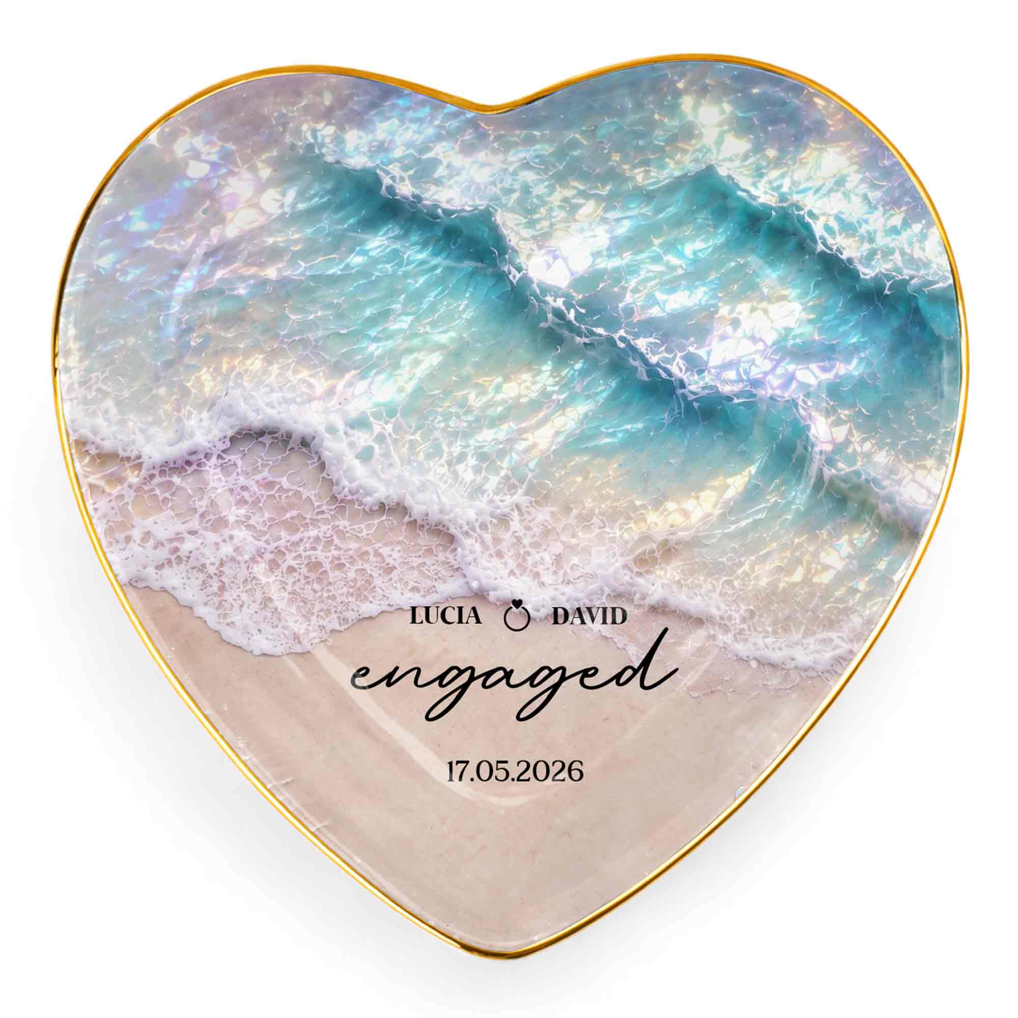 Personalized Heart Jewelry Dish Custom Names Gift for Couples