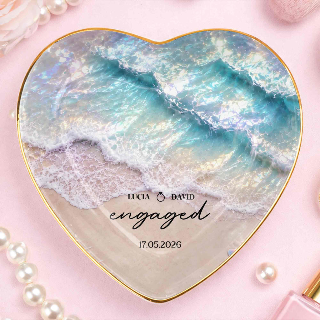 Personalized Heart Jewelry Dish Custom Names Gift for Couples