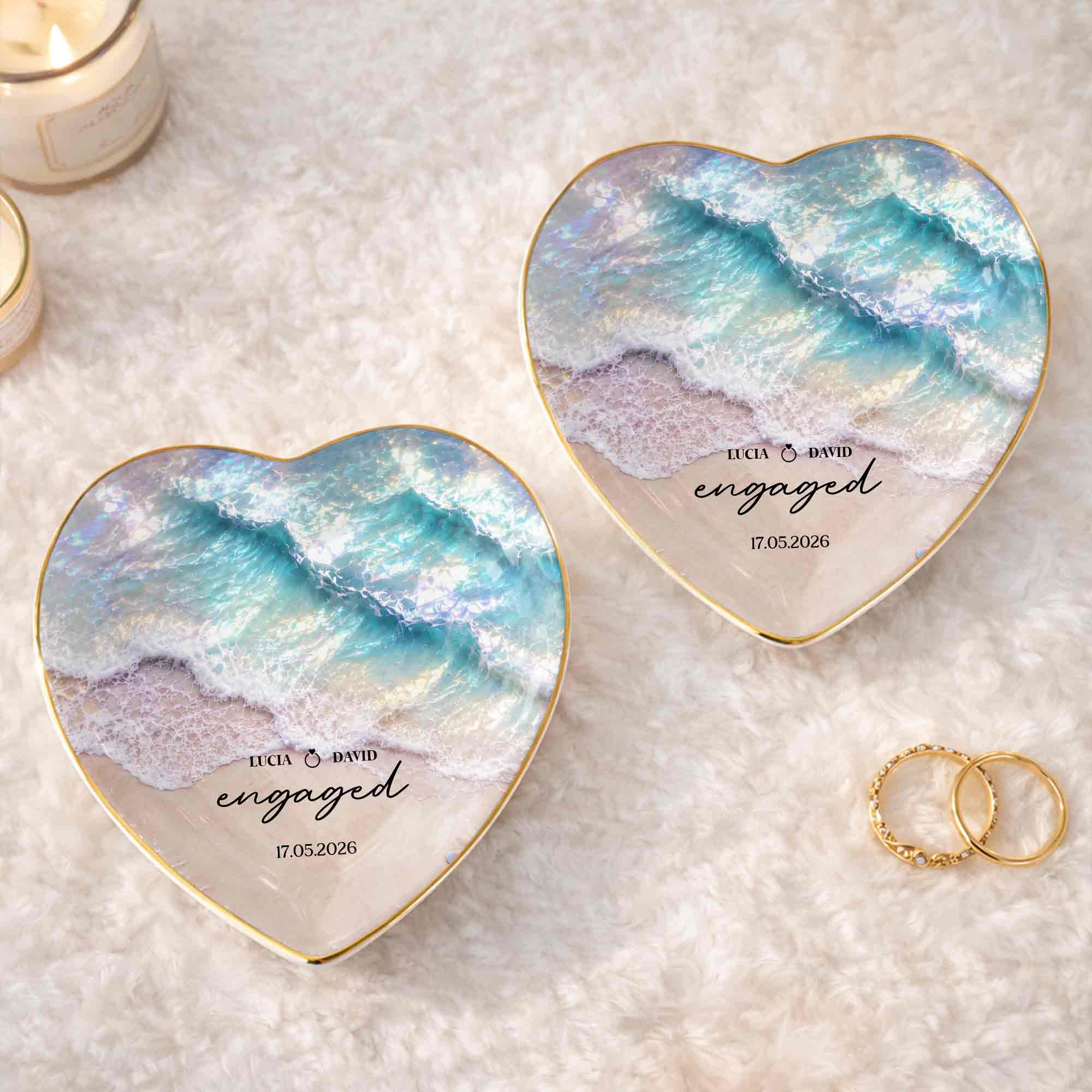 Personalized Heart Jewelry Dish Custom Names Gift for Couples