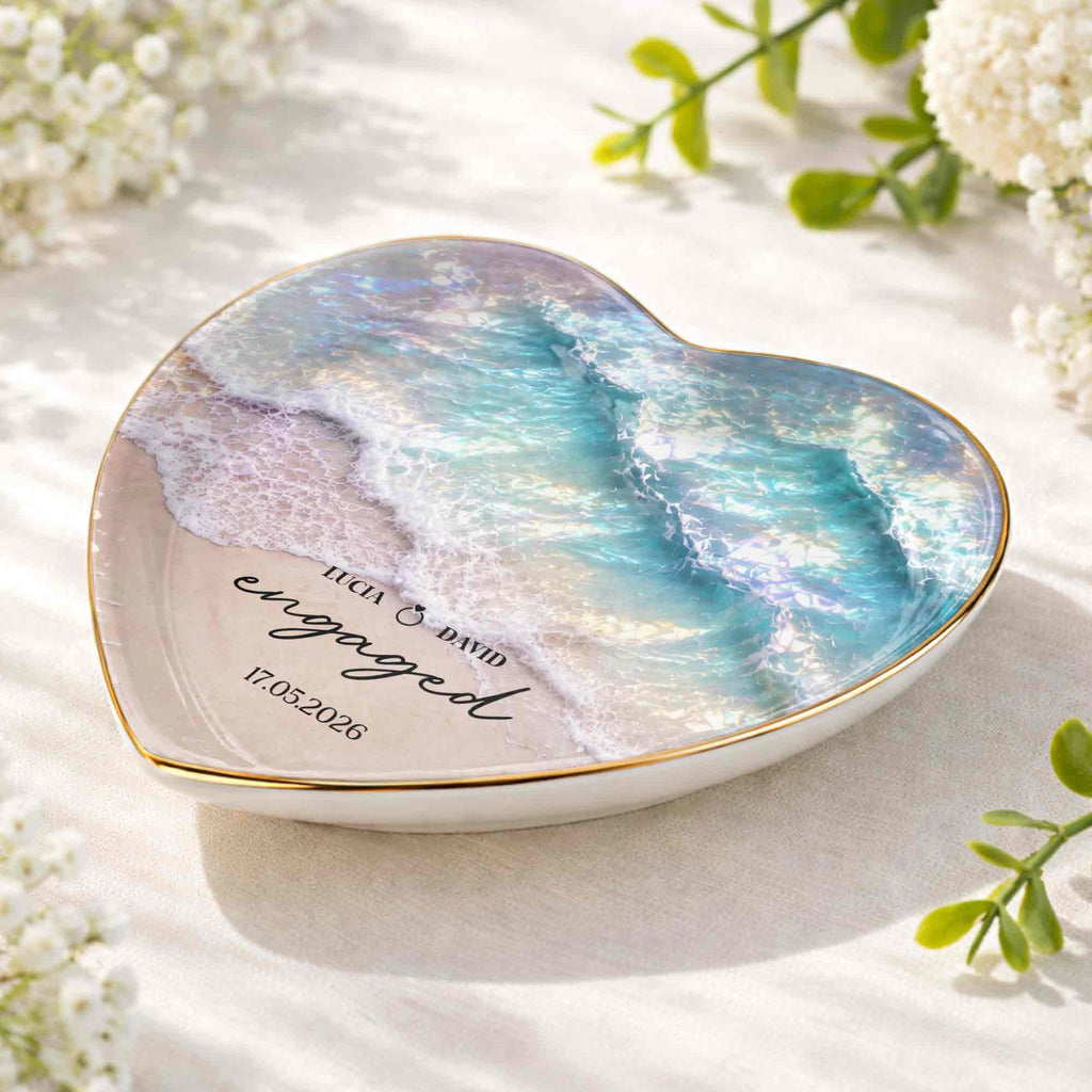 Personalized Heart Jewelry Dish Custom Names Gift for Couples