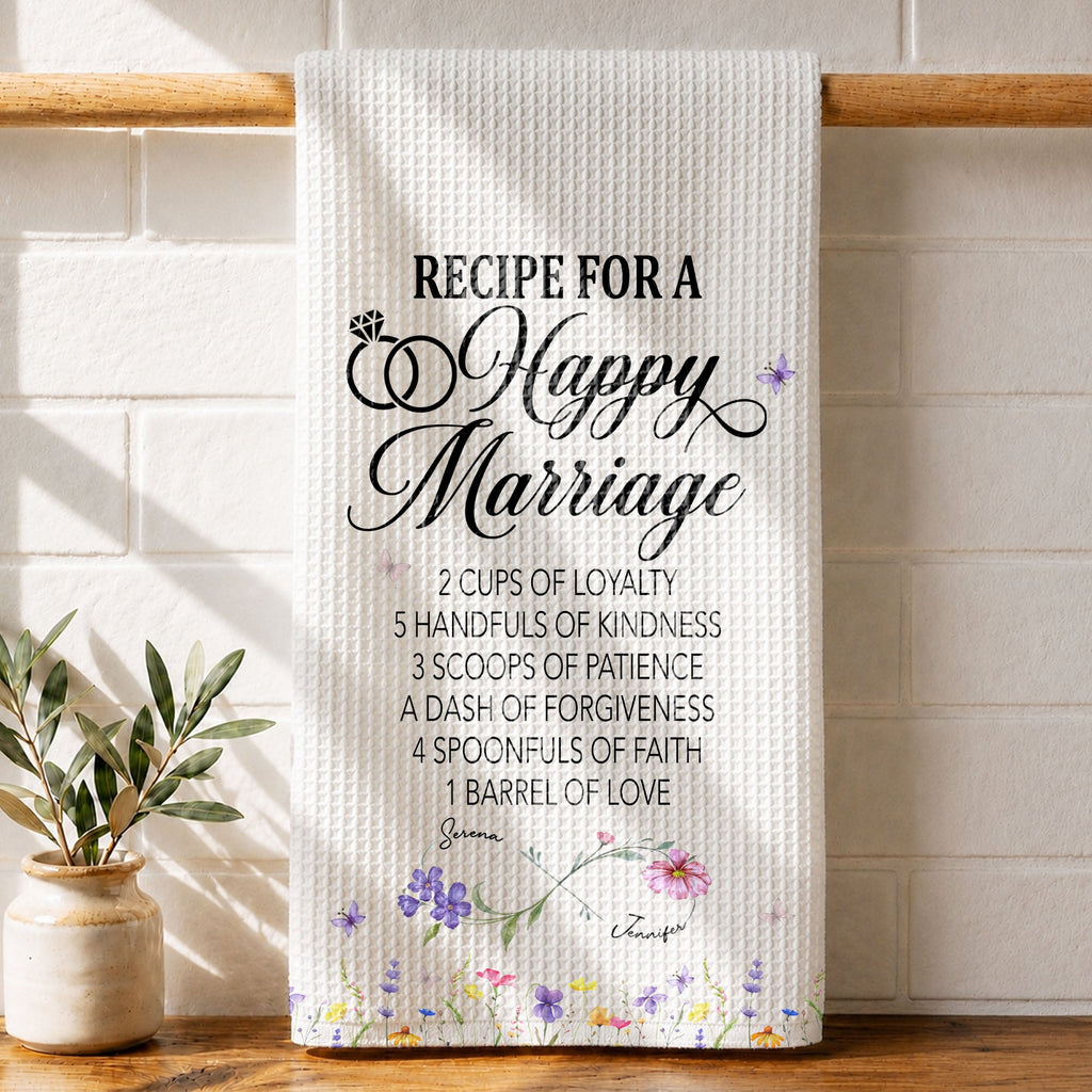 Personalized Kitchen Towel Custom Couple Gift Recipe for Marriage