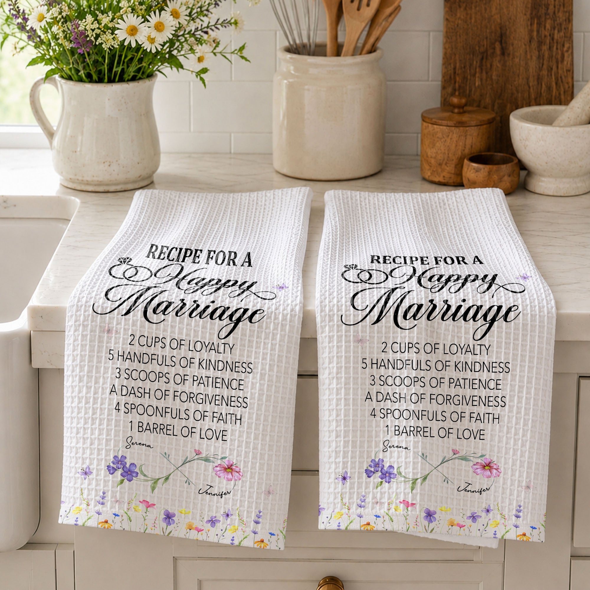 Personalized Kitchen Towel Custom Couple Gift Recipe for Marriage