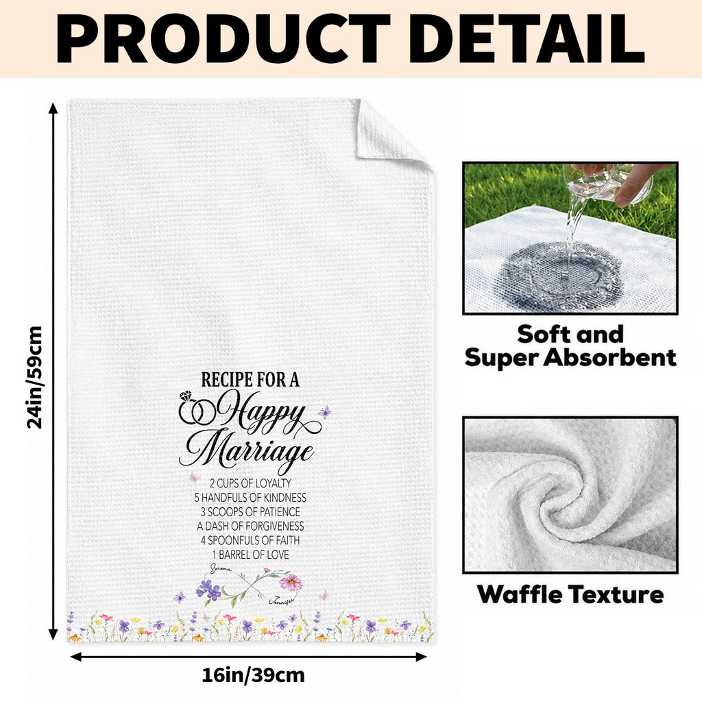 Personalized Kitchen Towel Custom Couple Gift Recipe for Marriage