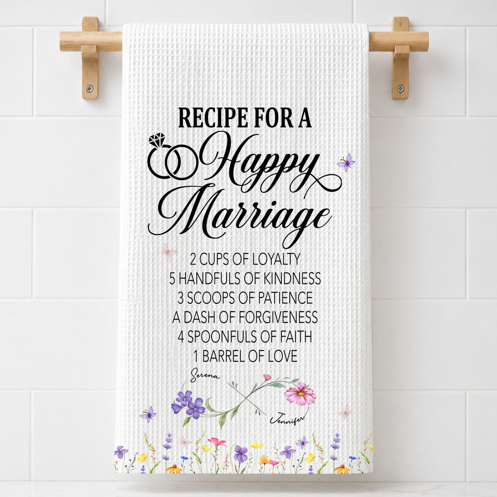 Personalized Kitchen Towel Custom Couple Gift Recipe for Marriage
