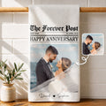Personalized Anniversary Kitchen Towel Custom Photo Gift for Couples Kitchen Towel GradoCreations
