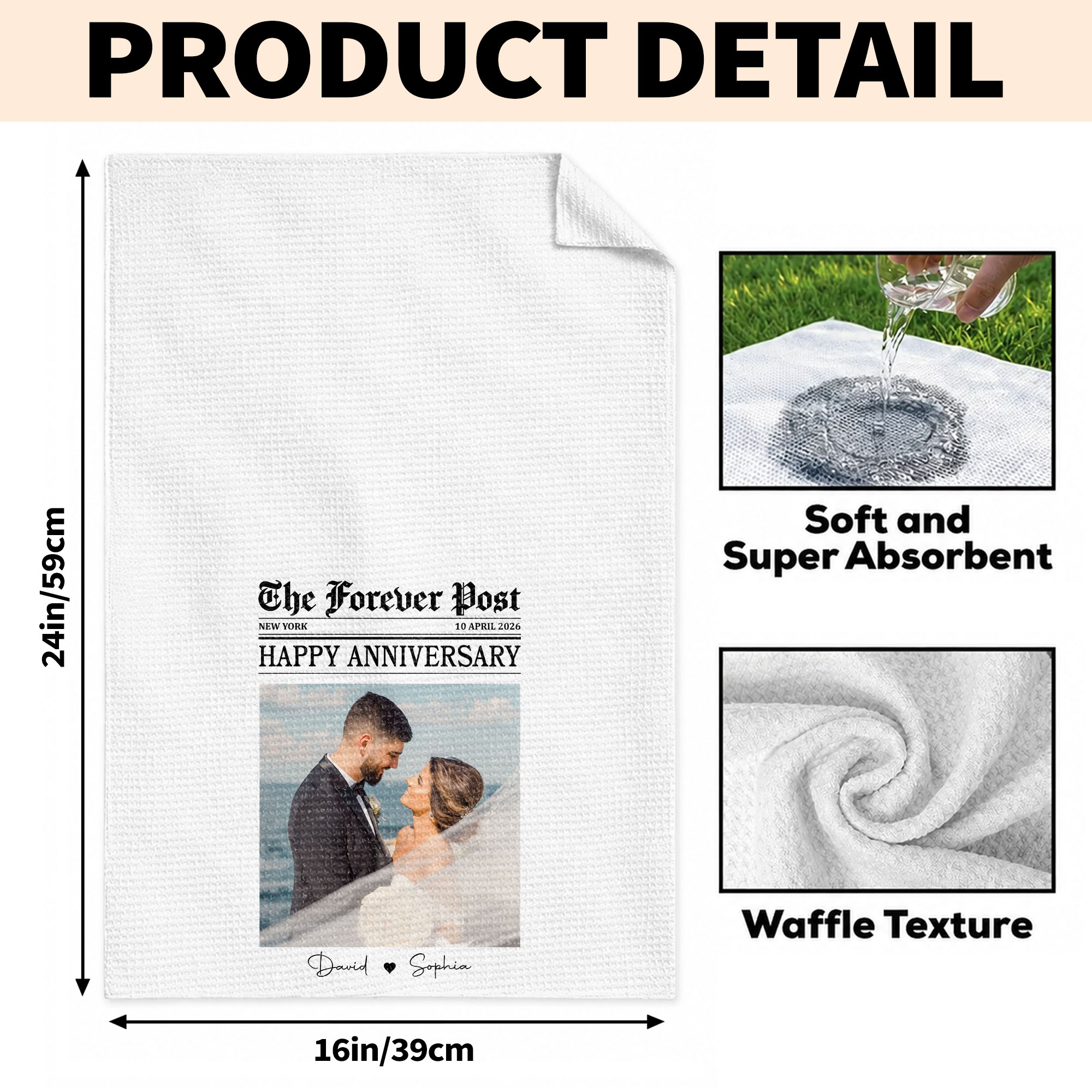 Personalized Anniversary Kitchen Towel Custom Photo Gift for Couples Kitchen Towel GradoCreations