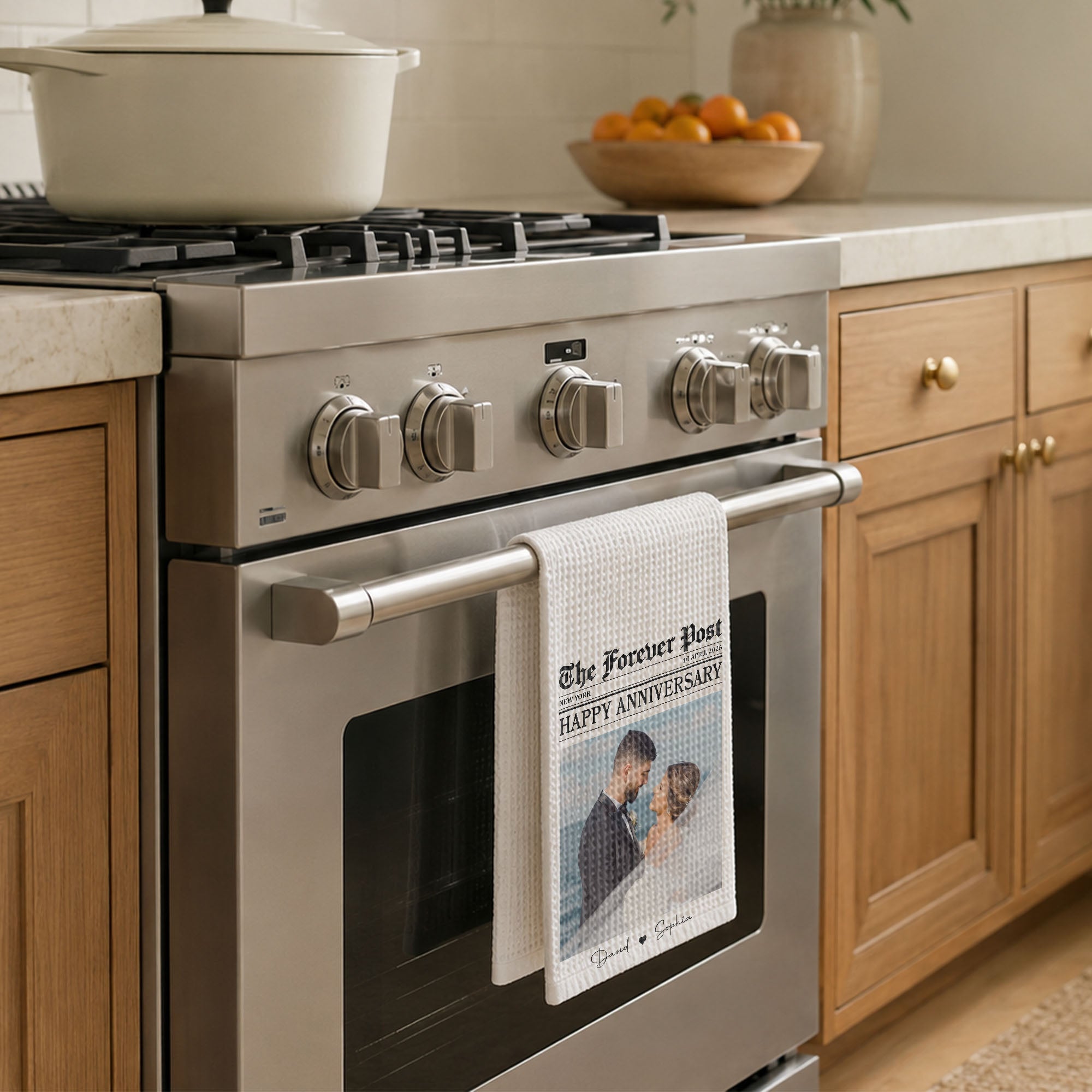 Personalized Anniversary Kitchen Towel Custom Photo Gift for Couples Kitchen Towel GradoCreations