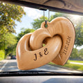Personalized Interlocking Hearts Wood Ornament Custom Gift for Couples