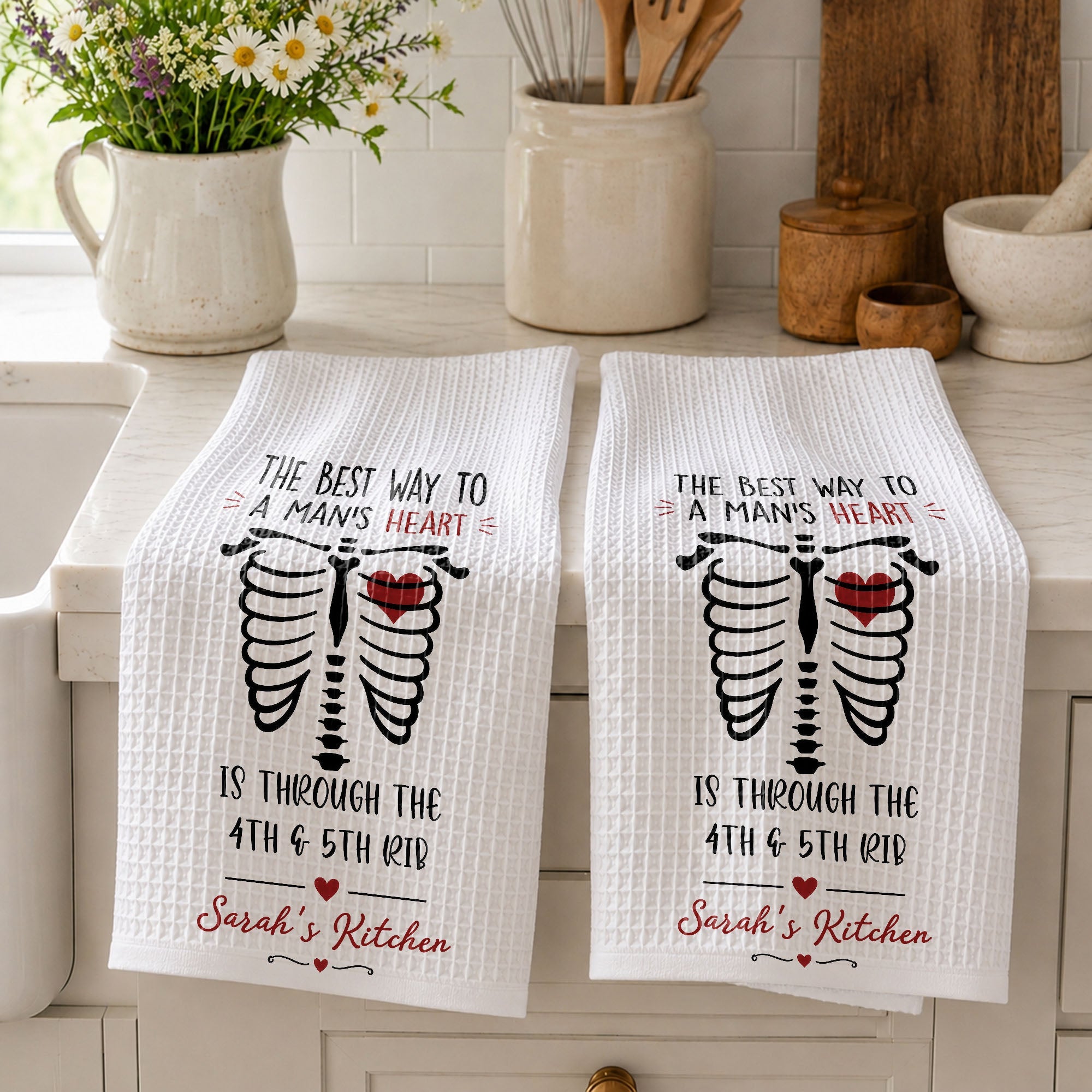 Personalized Kitchen Towel Funny Anatomical Gift for Couples