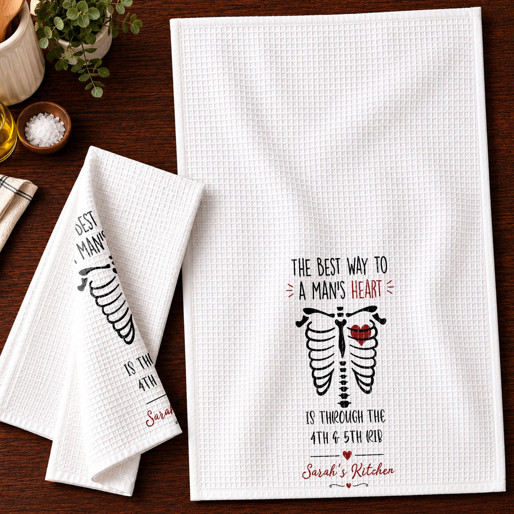 Personalized Kitchen Towel Funny Anatomical Gift for Couples