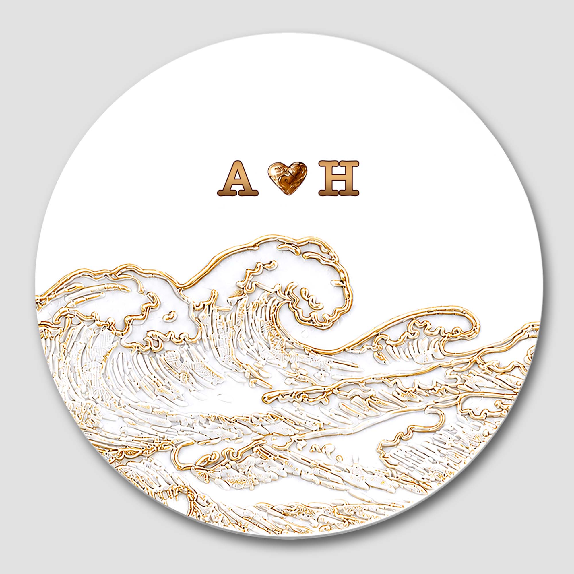 Personalized Ceramic Coaster with Ocean Wave Design Gift for Couples Ceramic Coaster GradoCreations