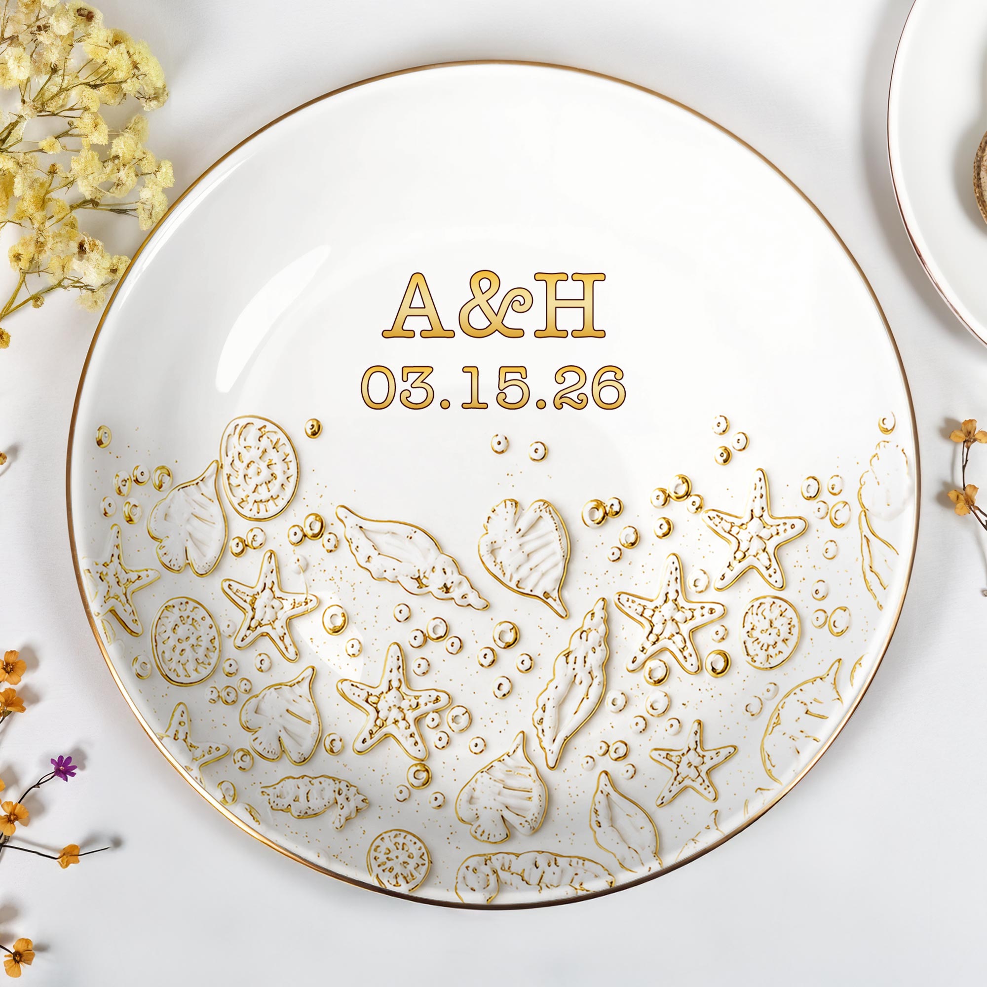 Personalized Beach Jewelry Dish Custom Date & Name Gift for Couples Jewelry Dish GradoCreations