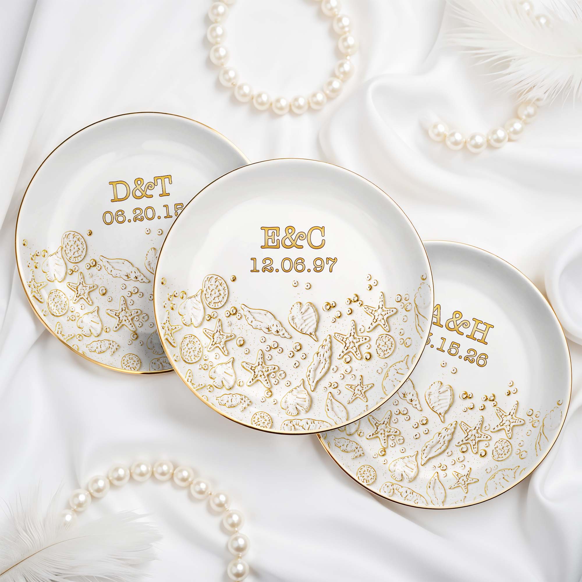 Personalized Beach Jewelry Dish Custom Date & Name Gift for Couples Jewelry Dish GradoCreations