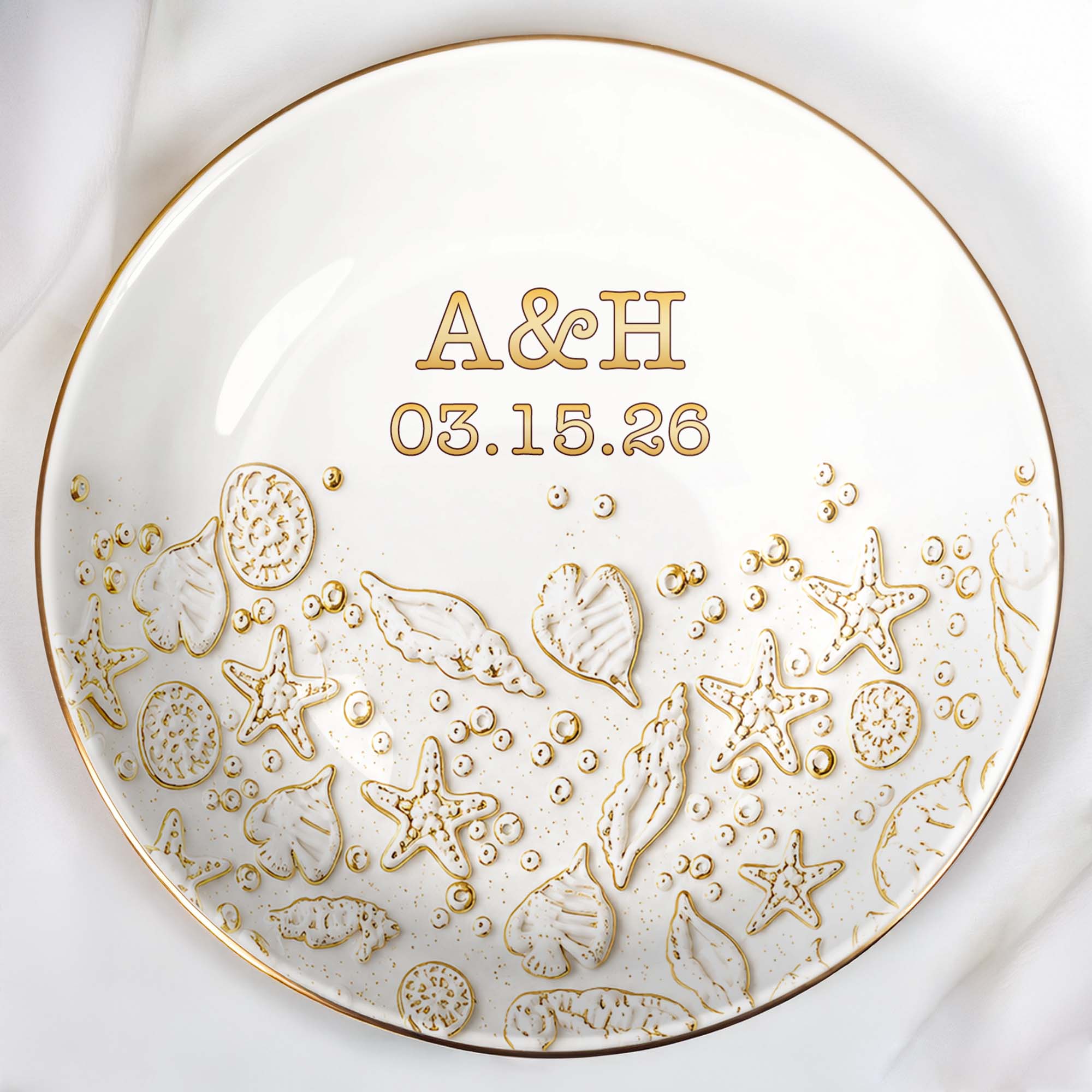 Personalized Beach Jewelry Dish Custom Date & Name Gift for Couples Jewelry Dish GradoCreations
