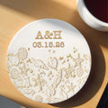 Personalized Beach Design Ceramic Coaster Custom Date Gift for Couples Ceramic Coaster GradoCreations
