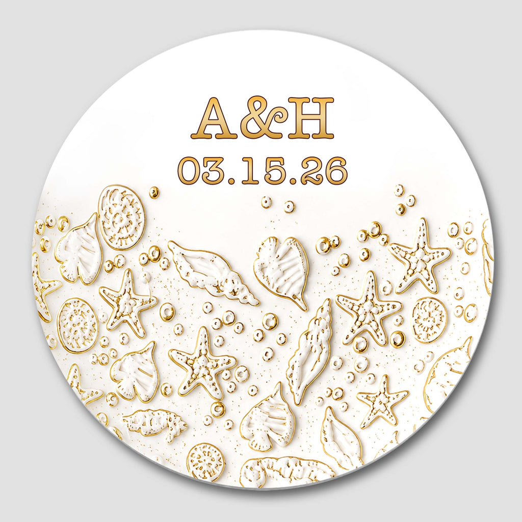 Personalized Beach Design Ceramic Coaster Custom Date Gift for Couples Ceramic Coaster GradoCreations