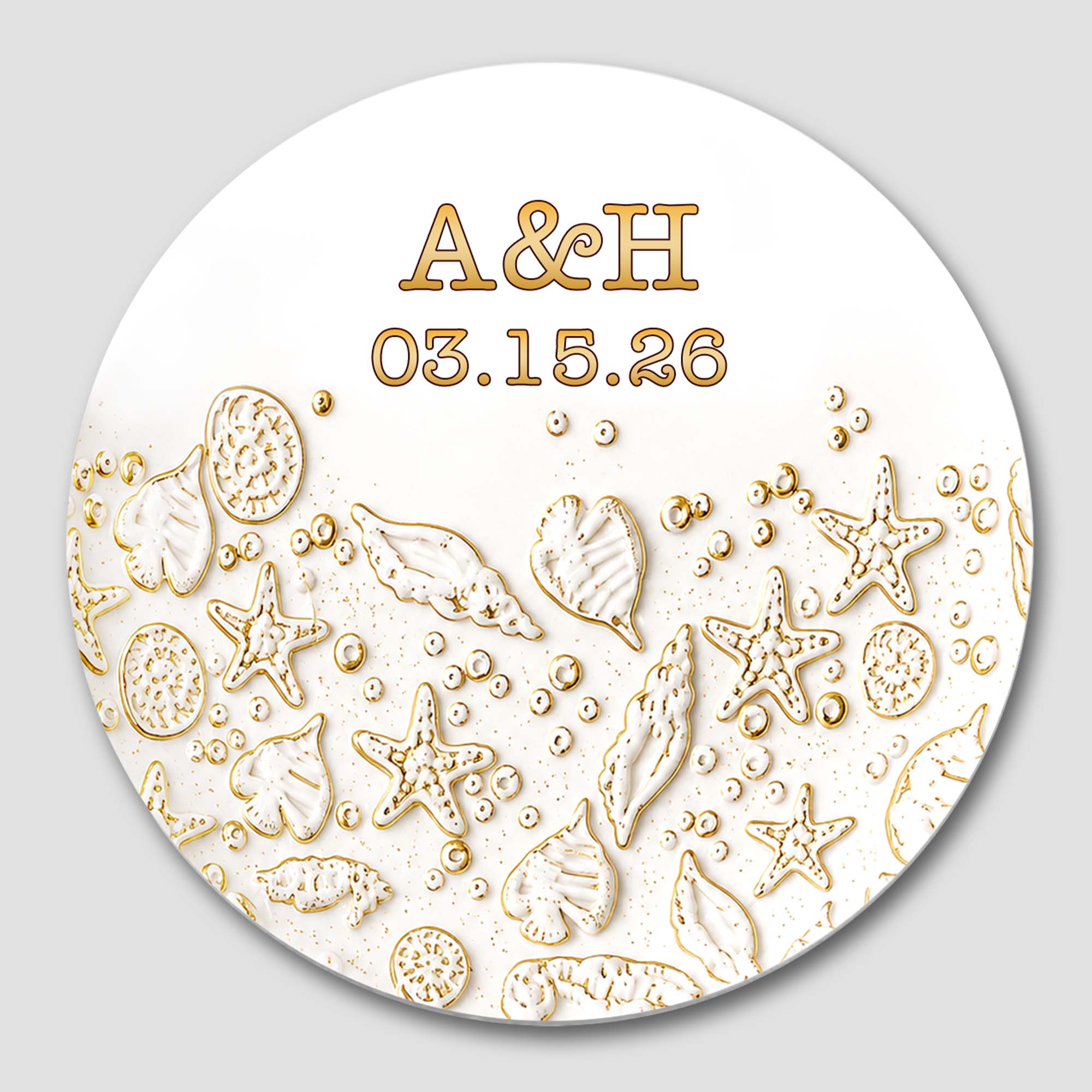 Personalized Beach Design Ceramic Coaster Custom Date Gift for Couples Ceramic Coaster GradoCreations