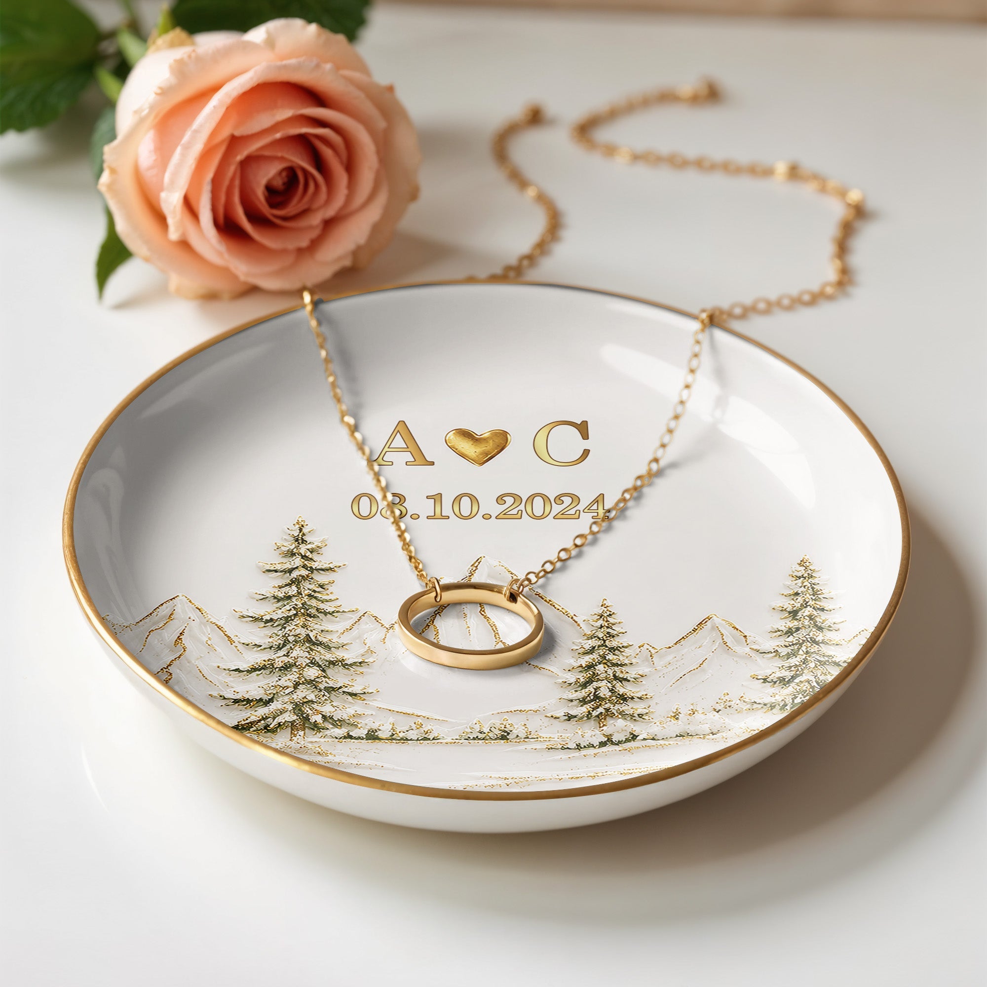 Personalized Ceramic Jewelry Dish Custom Couple Gift Adventure Jewelry Dish GradoCreations